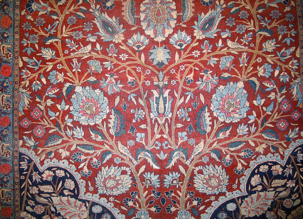 Wool Early 20th Century Persian Tehran Carpet with Silk Highlights (7'x10'-214x305) 