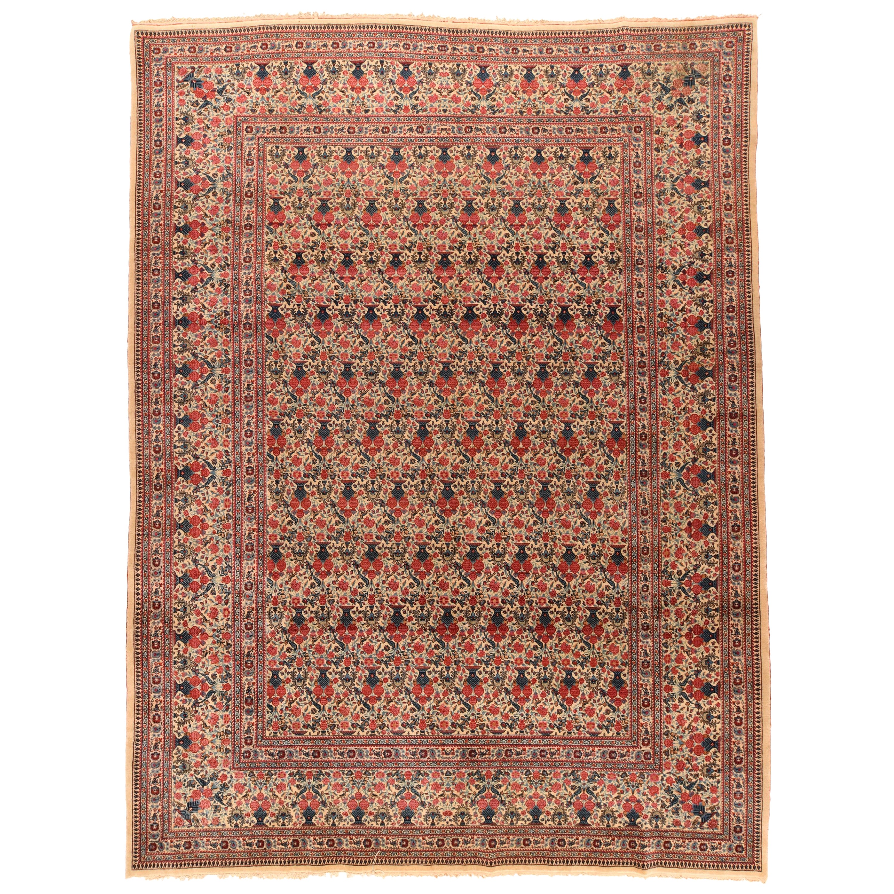 Antique Tehran Zele Sultan Rug 8'6'' x 11'9'' For Sale