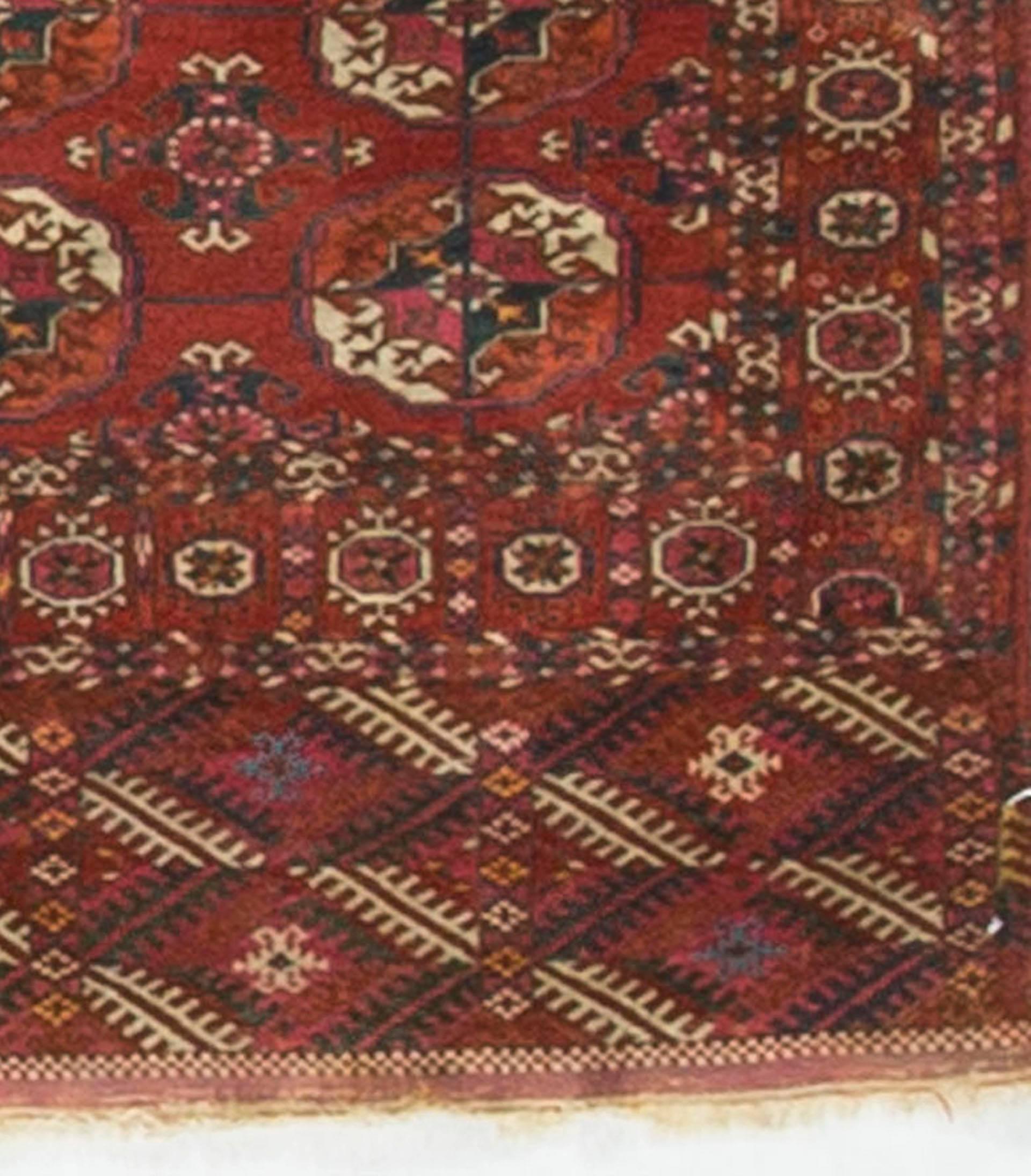 Central Asian Antique Tekke Bokhara Rug Carpet, circa 1890 For Sale