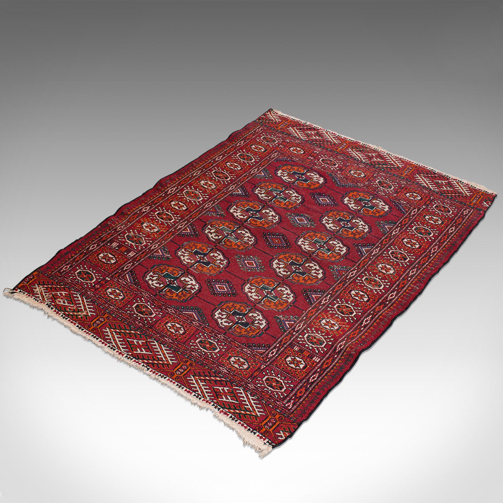 Wool Antique Tekke Bokhara Rug, Middle Eastern, Nomadic, Turkoman, Carpet, circa 1900