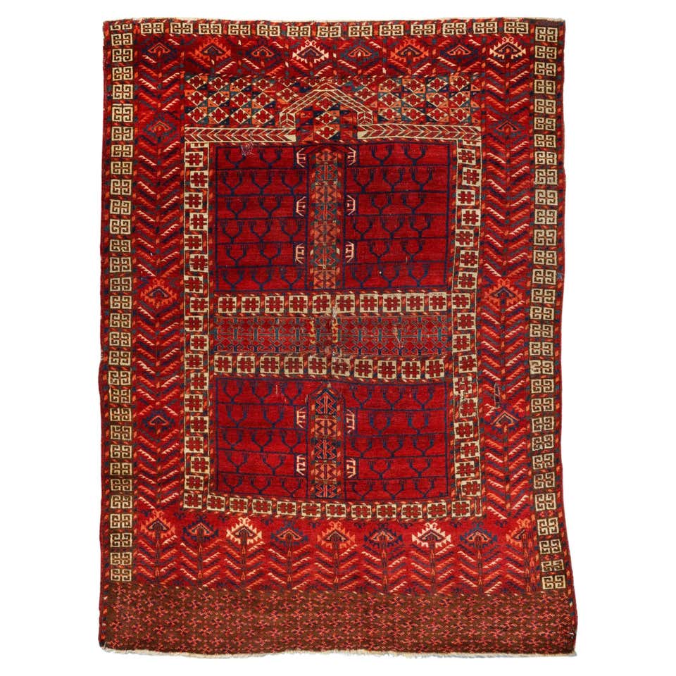 Hatchli Rug Antique Turkmen Tekke “Princess Bokhara” Hatchli Prayer Rug / Door ...