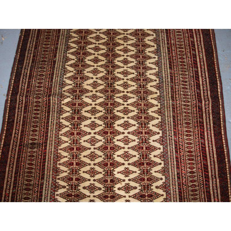 Afghan Antique Tekke or Yomut Turkmen Rug with White Ground, Very Fine Weave For Sale