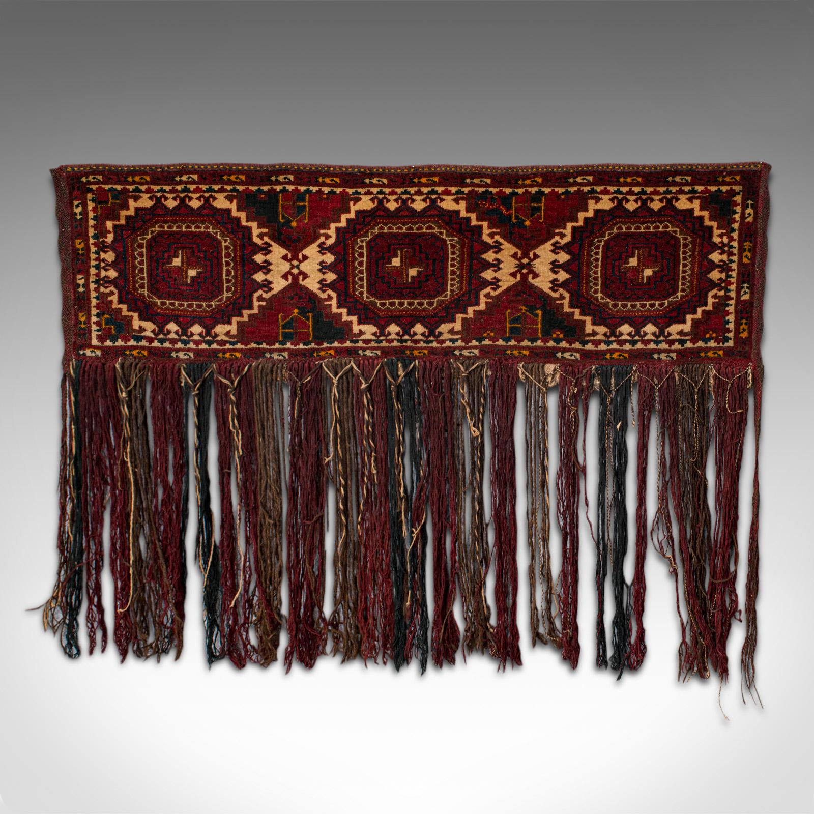 This is an antique Tekke torba. A Caucasian, woven tent bag or decorative wall covering, dating to the late 19th century, circa 1900.

Superb example of the Torba or nomadic tent bag
Displaying a desirable aged patina, free of fade or