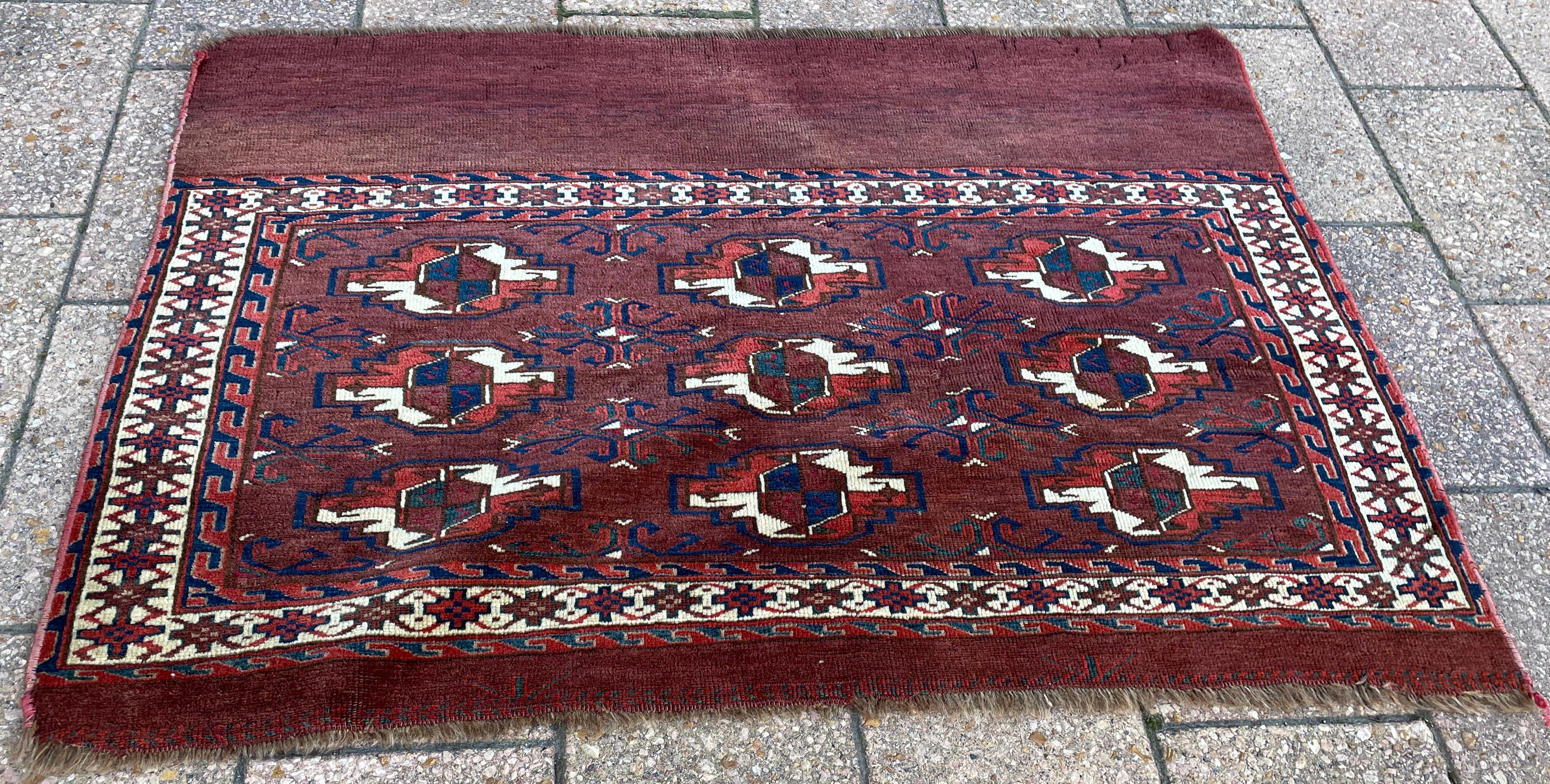 Wool Antique Tekke Torba Turkoman Rug For Sale