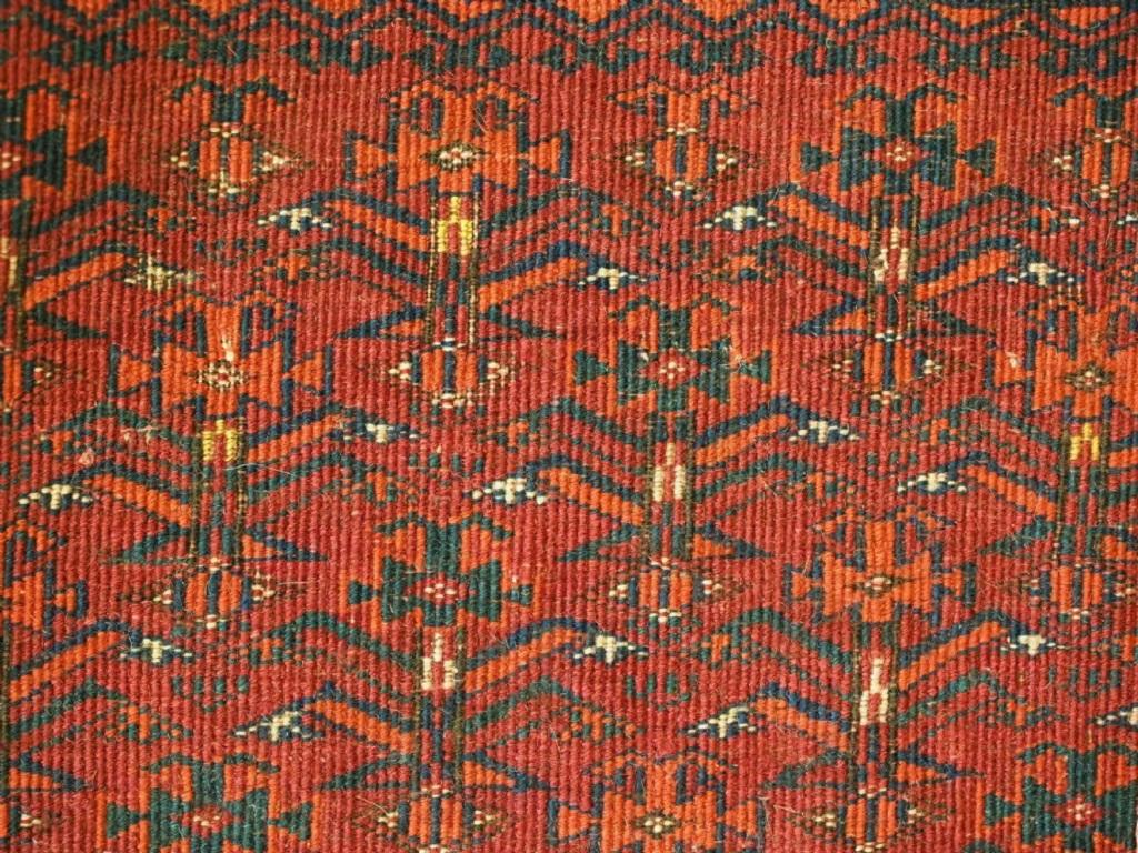 Annodato a mano Antico volto Tekke Turkmen Chuval con gul turrito 'Salor', CIRCA 1900 in vendita