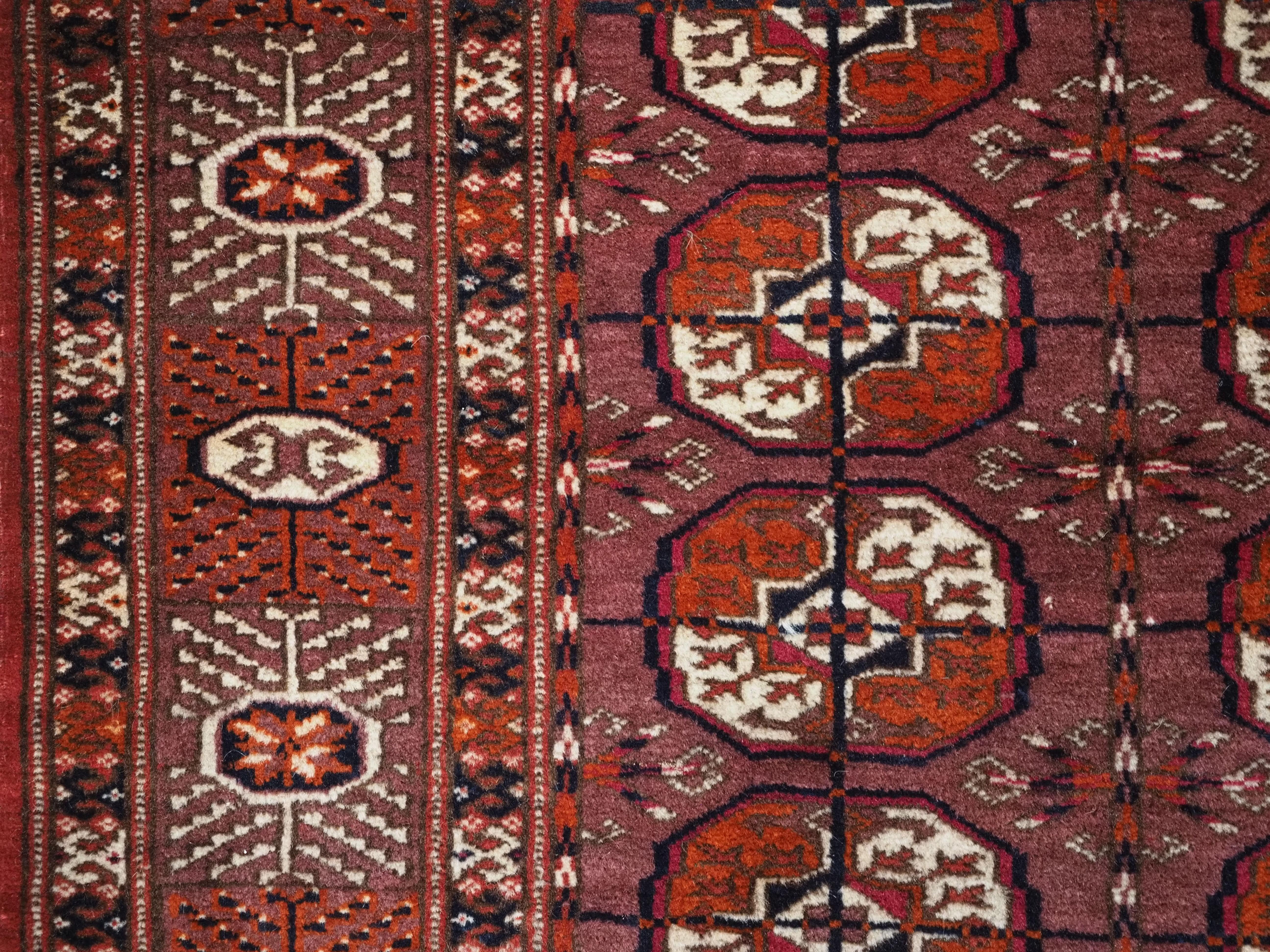 Antique Tekke Turkmen ‘dip khali’ rug with scarce aubergine ground colour, 1900. For Sale 1