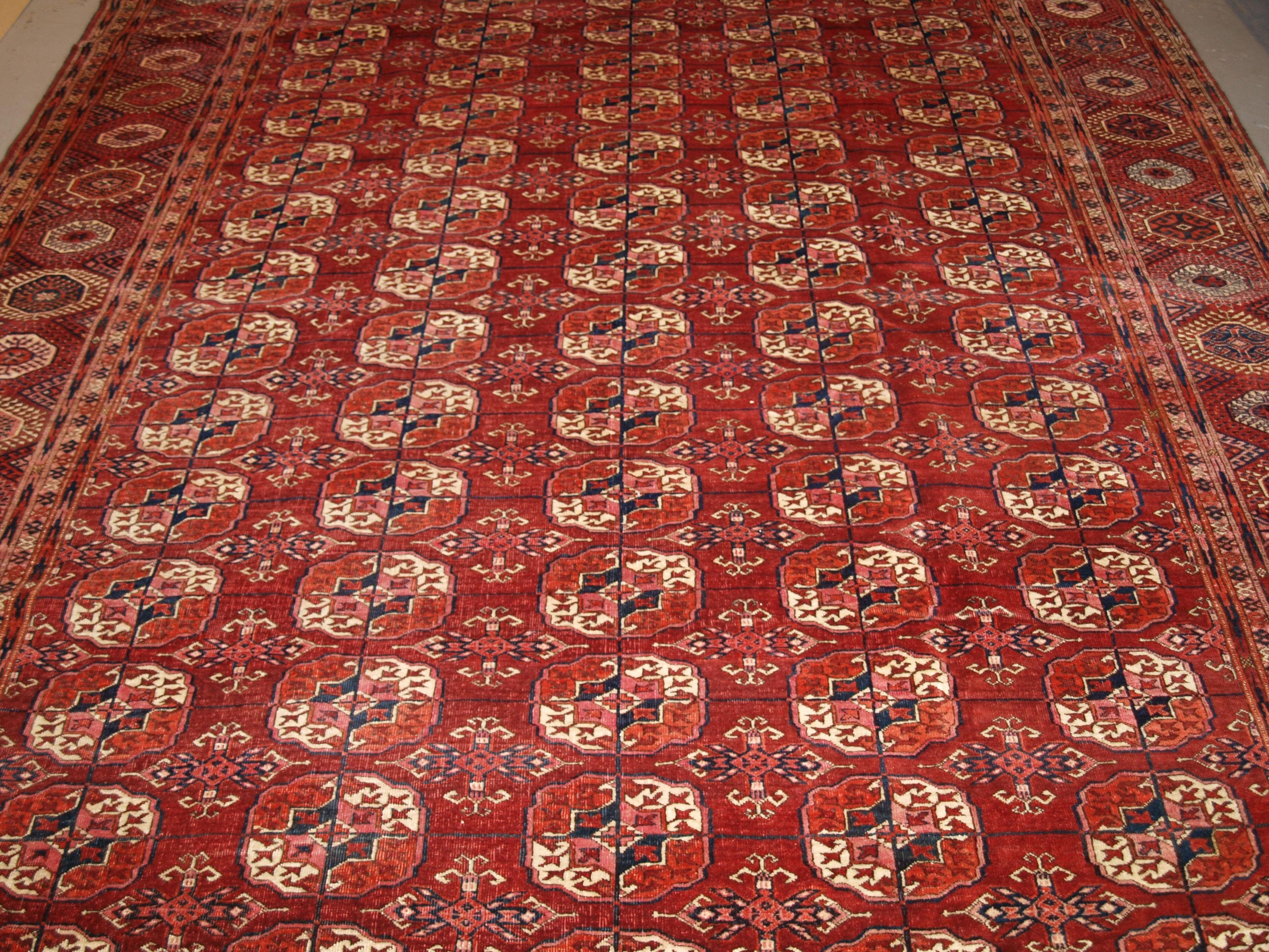 19th Century Antique Tekke Turkmen Main Carpet of Large Size