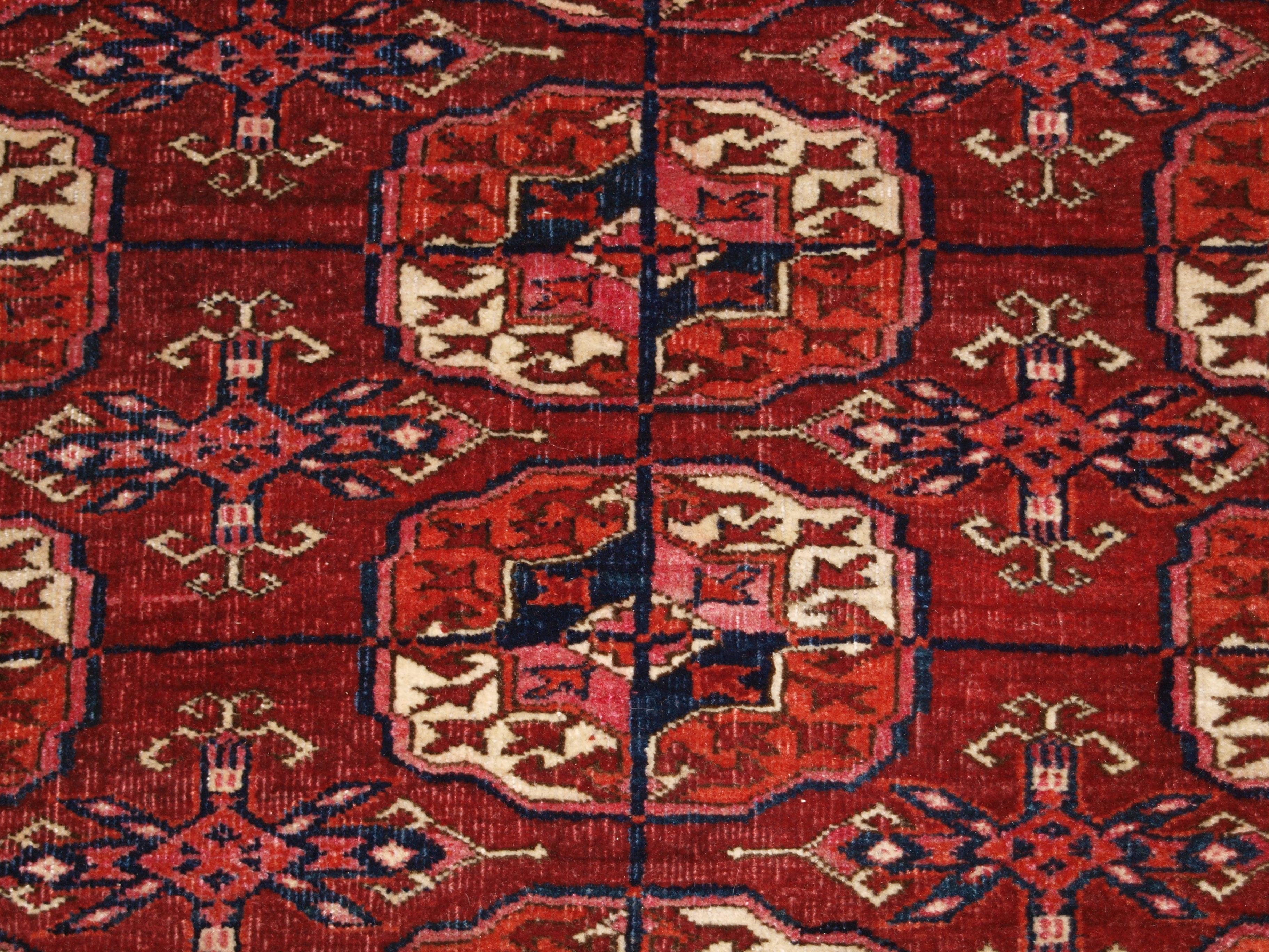Wool Antique Tekke Turkmen Main Carpet of Large Size