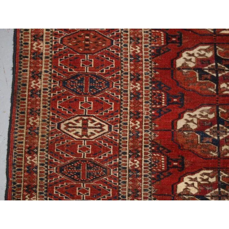 Antique Tekke Turkmen Main Carpet of Square Shape, Late 19th Century For Sale 1
