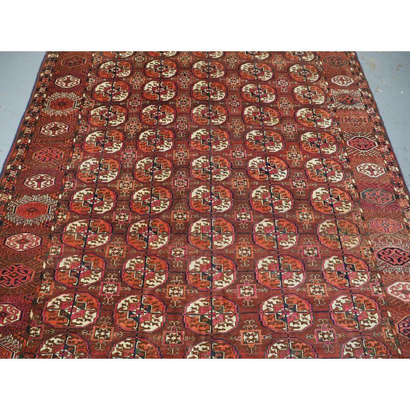 19th Century Antique Tekke Turkmen Main Carpet R-61 For Sale