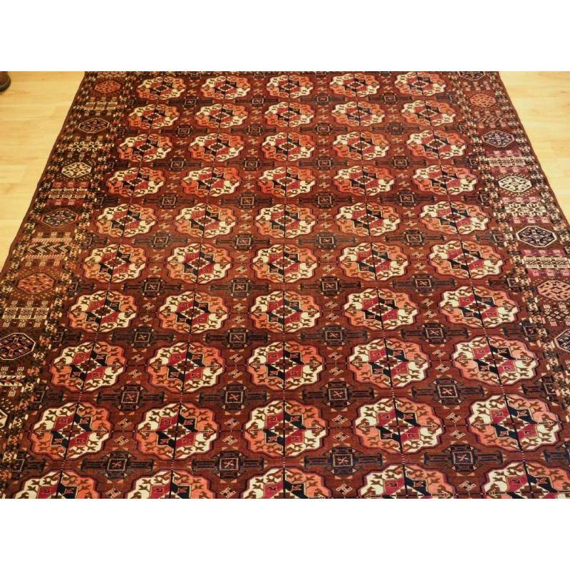 19th Century Antique Tekke Turkmen Main Carpet, Small Room Size, circa 1880 For Sale