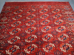 Antique Tekke Turkmen Main Carpet with 4 Rows of 10 Guls