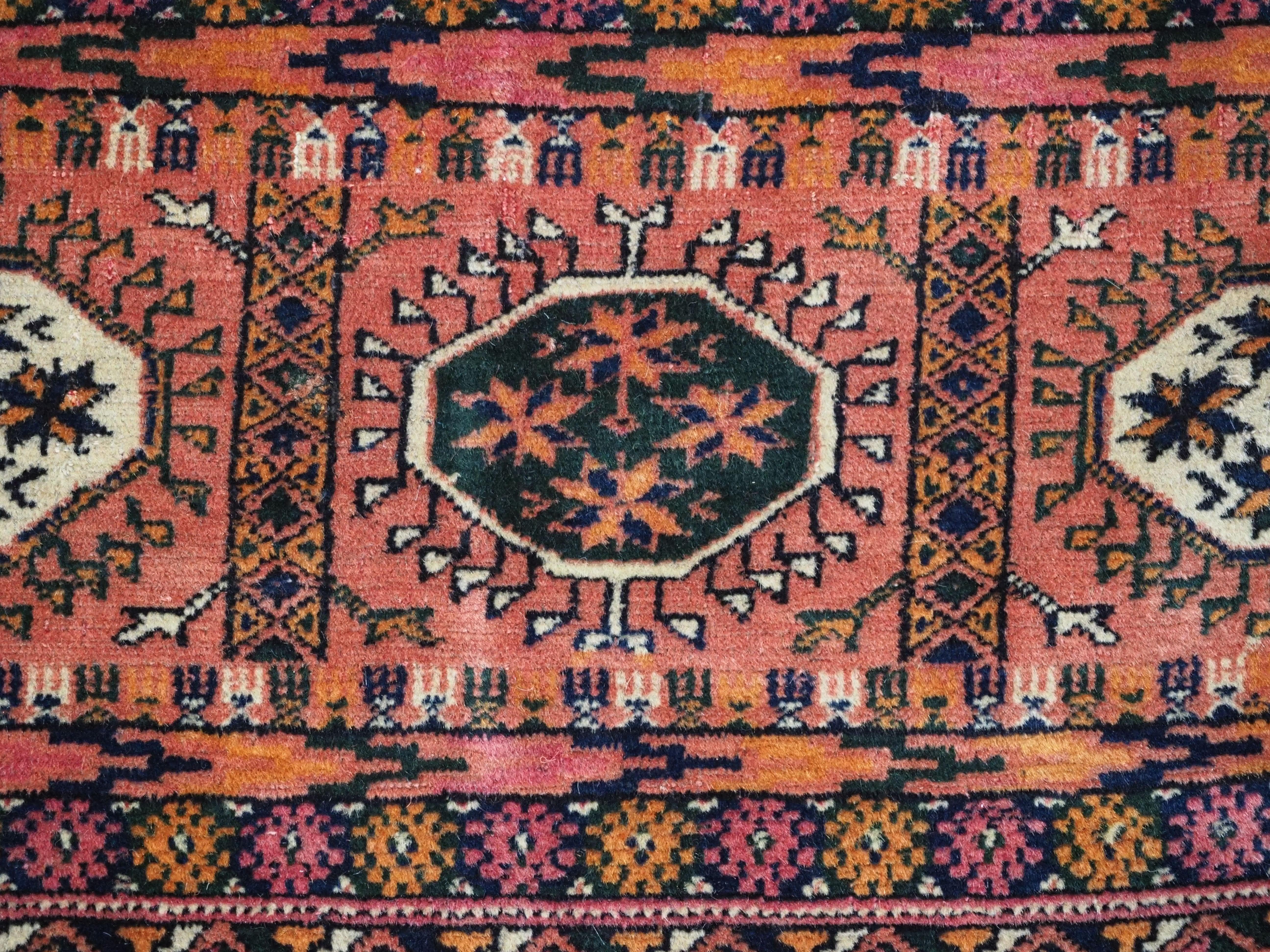 Antique Tekke Turkmen main carpet with 4 rows of 12 guls.  Circa 1900. For Sale 5