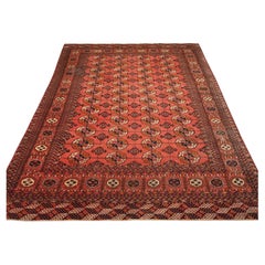 Antique Tekke Turkmen main carpet with 4 rows of 12 guls.  Circa 1900.