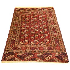 Tappeto antico Tekke Turkmen con un bordo molto insolito, CIRCA 1880