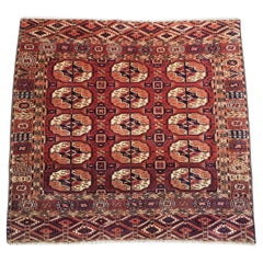 Antique Tekke Turkmen rug of fine weave and small square size, circa 1880.