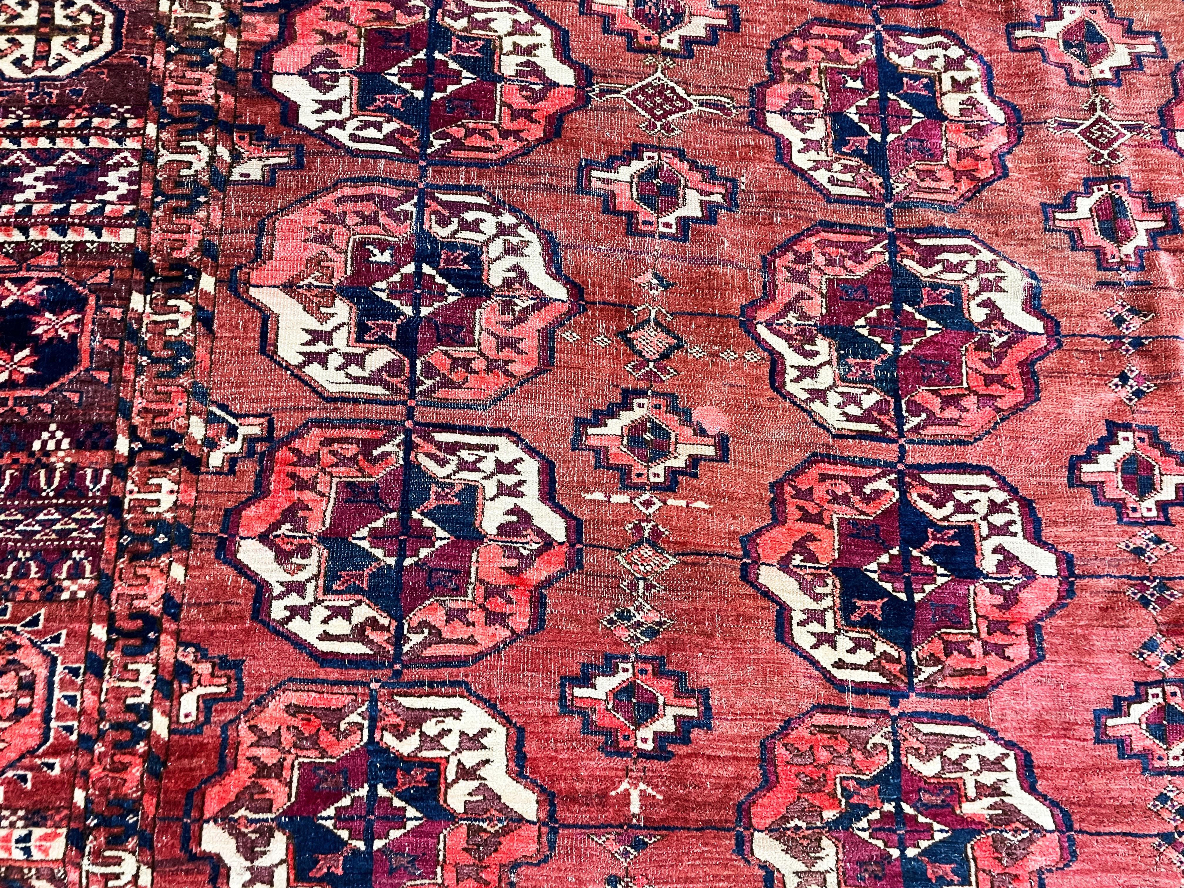 Hand-Knotted Antique Tekke Turkoman Carpet, AS IS For Sale