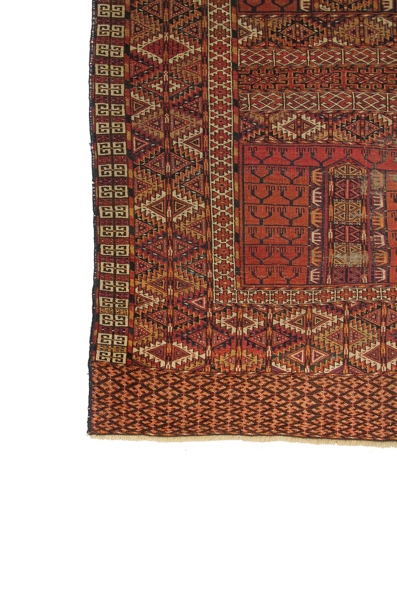 Antique Tekke Turkoman Hatchli Ensi Rug Fine Tribal Rug 1880 For Sale 4