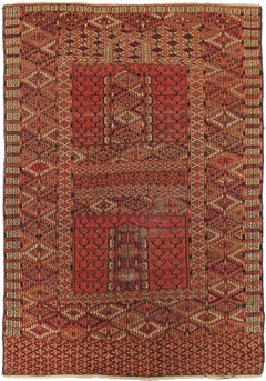 Antique Tekke Turkoman Hatchli Ensi Rug Fine Tribal Rug 1880