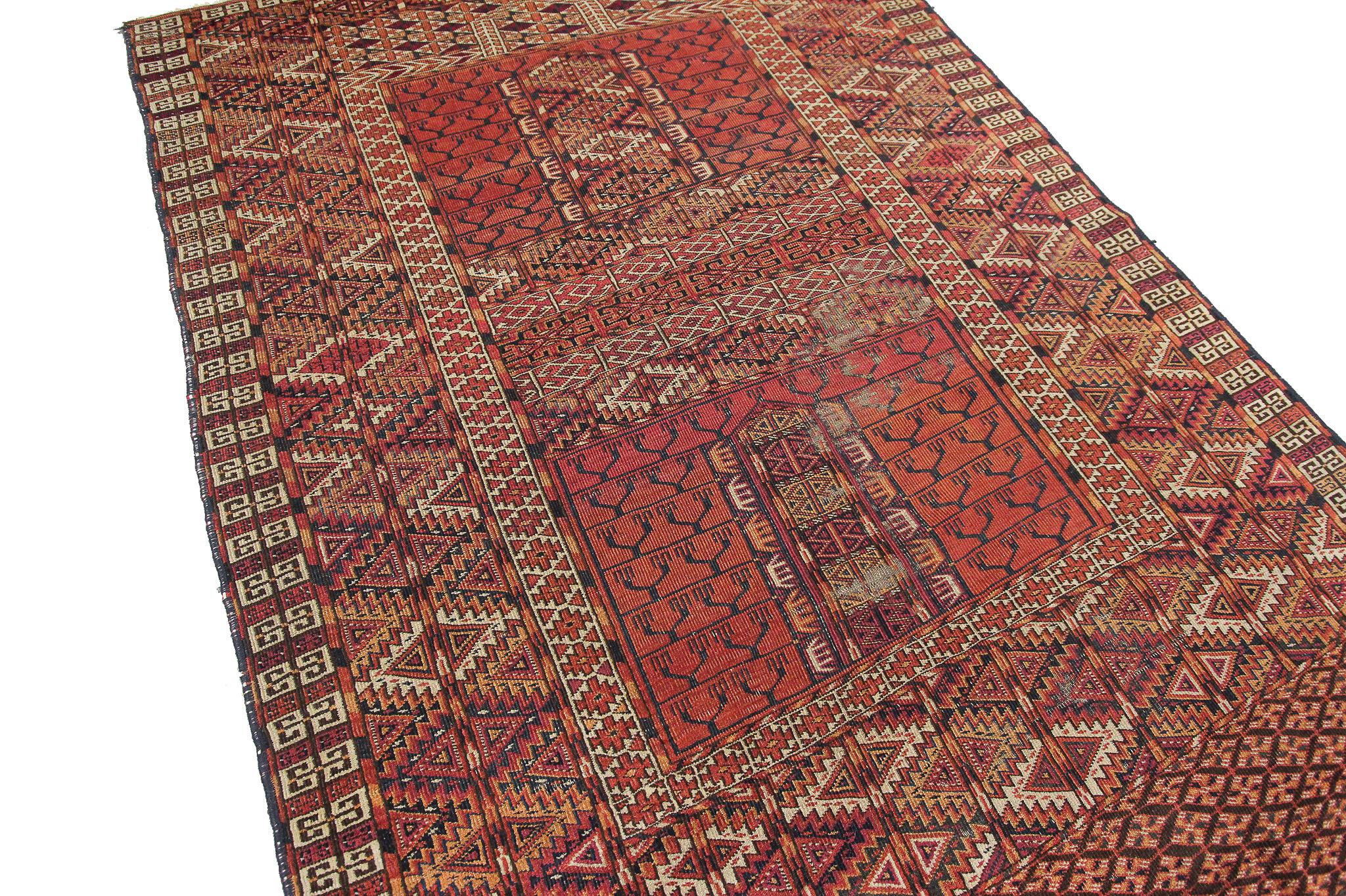 Antique Tekke Turkoman Hatchli Ensi Rug Fine Tribal Rug 1880 For Sale 2