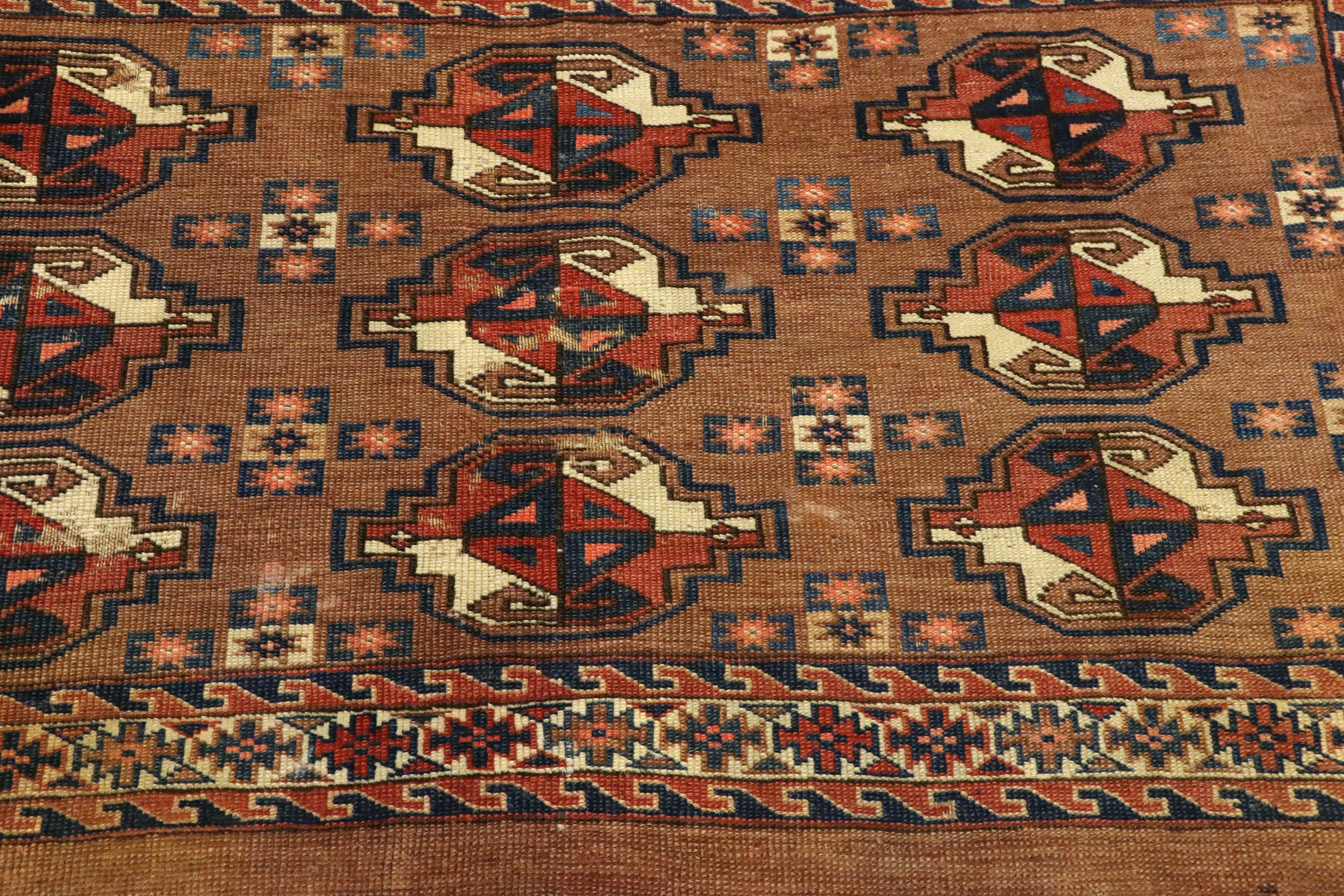 Antiker Tekke Yomud Yomut Saryk Chuval Teppich Bag Face, Turkmenischer Teppich, Turkoman Teppich (Stammeskunst) im Angebot