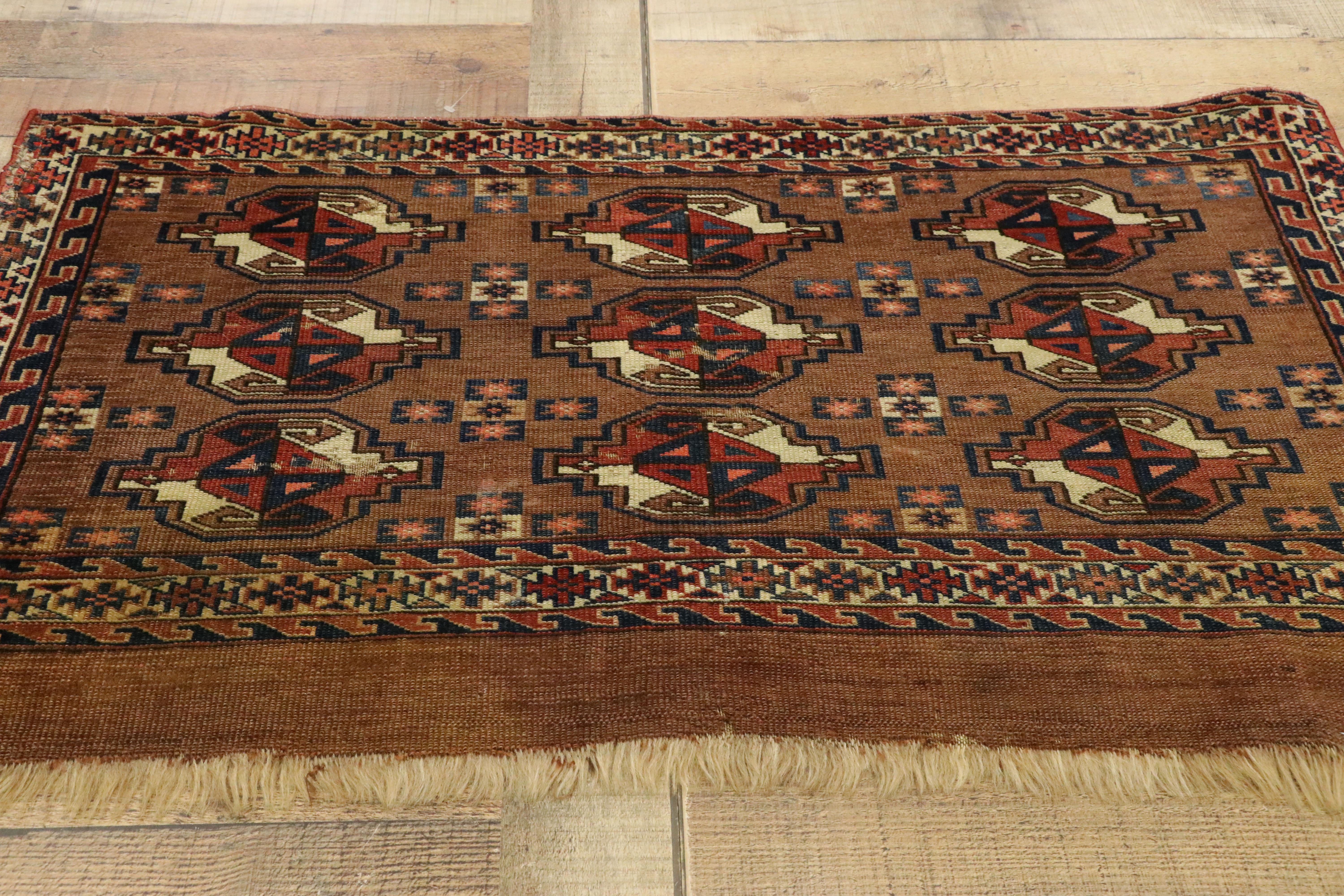 Antiker Tekke Yomud Yomut Saryk Chuval Teppich Bag Face, Turkmenischer Teppich, Turkoman Teppich im Zustand „Gut“ im Angebot in Dallas, TX