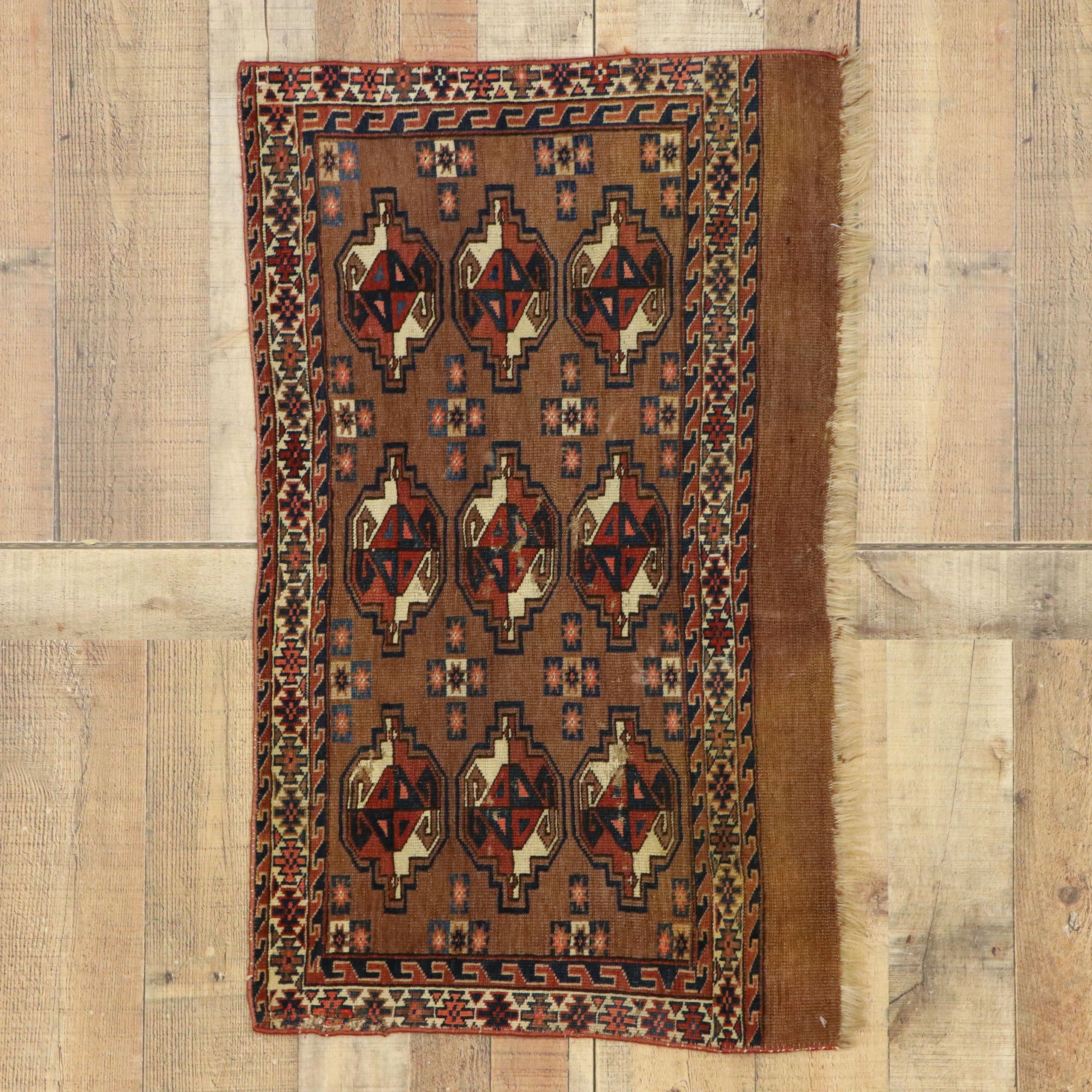 19th Century Antique Tekke Yomud Yomut Saryk Chuval Rug Bag Face, Turkmen Rug, Turkoman Rug For Sale
