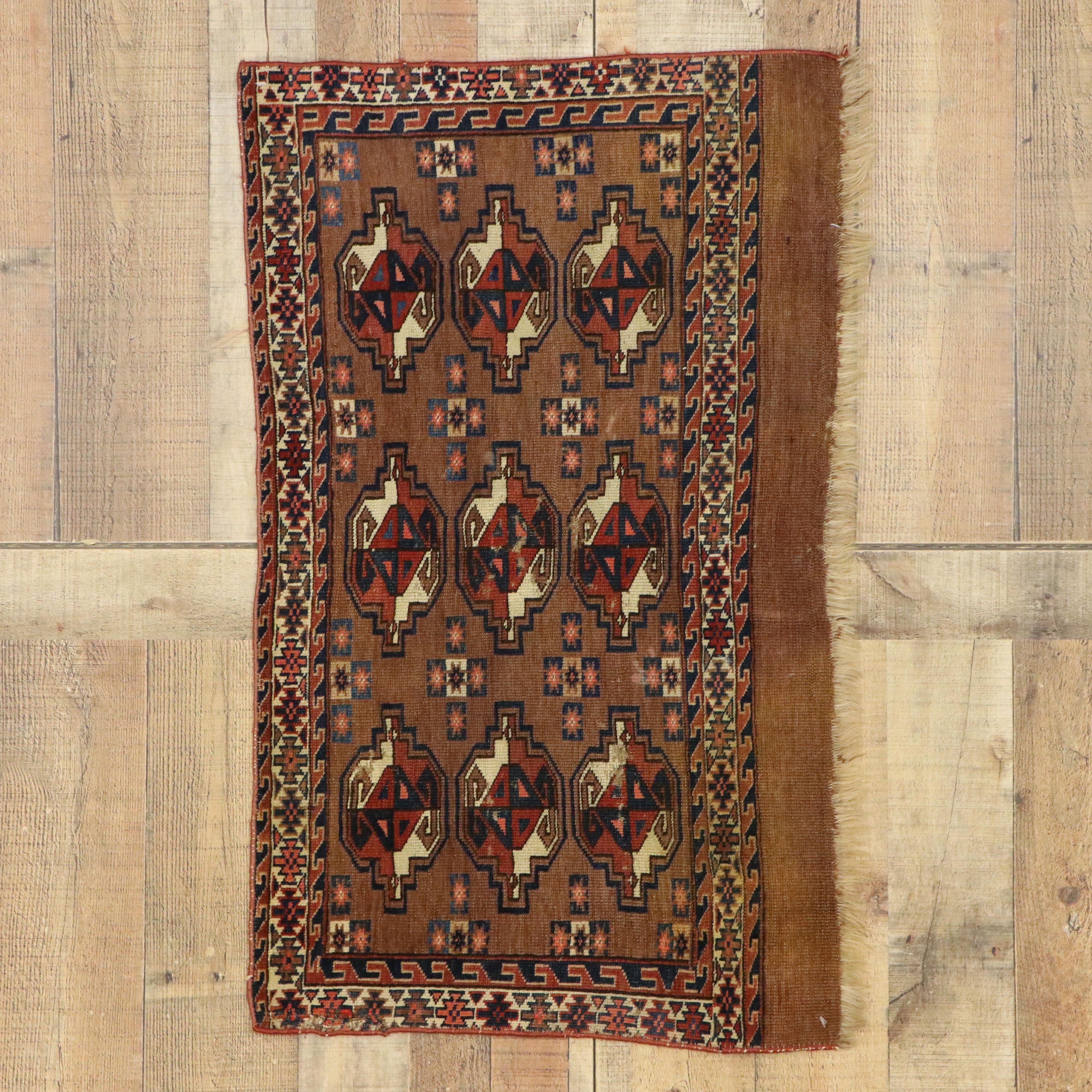 Antiker Tekke Yomud Yomut Saryk Chuval Teppich Bag Face, Turkmenischer Teppich, Turkoman Teppich (19. Jahrhundert) im Angebot