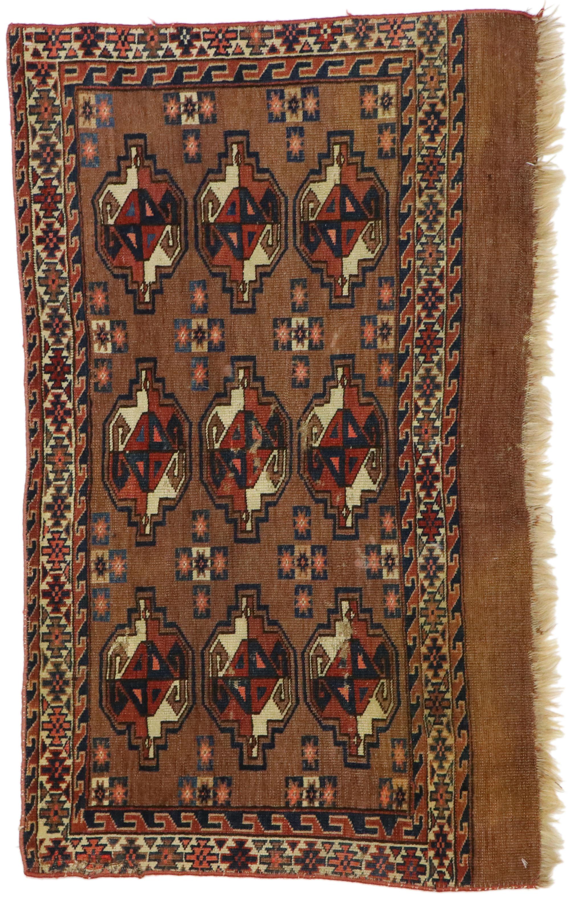 Wool Antique Tekke Yomud Yomut Saryk Chuval Rug Bag Face, Turkmen Rug, Turkoman Rug For Sale