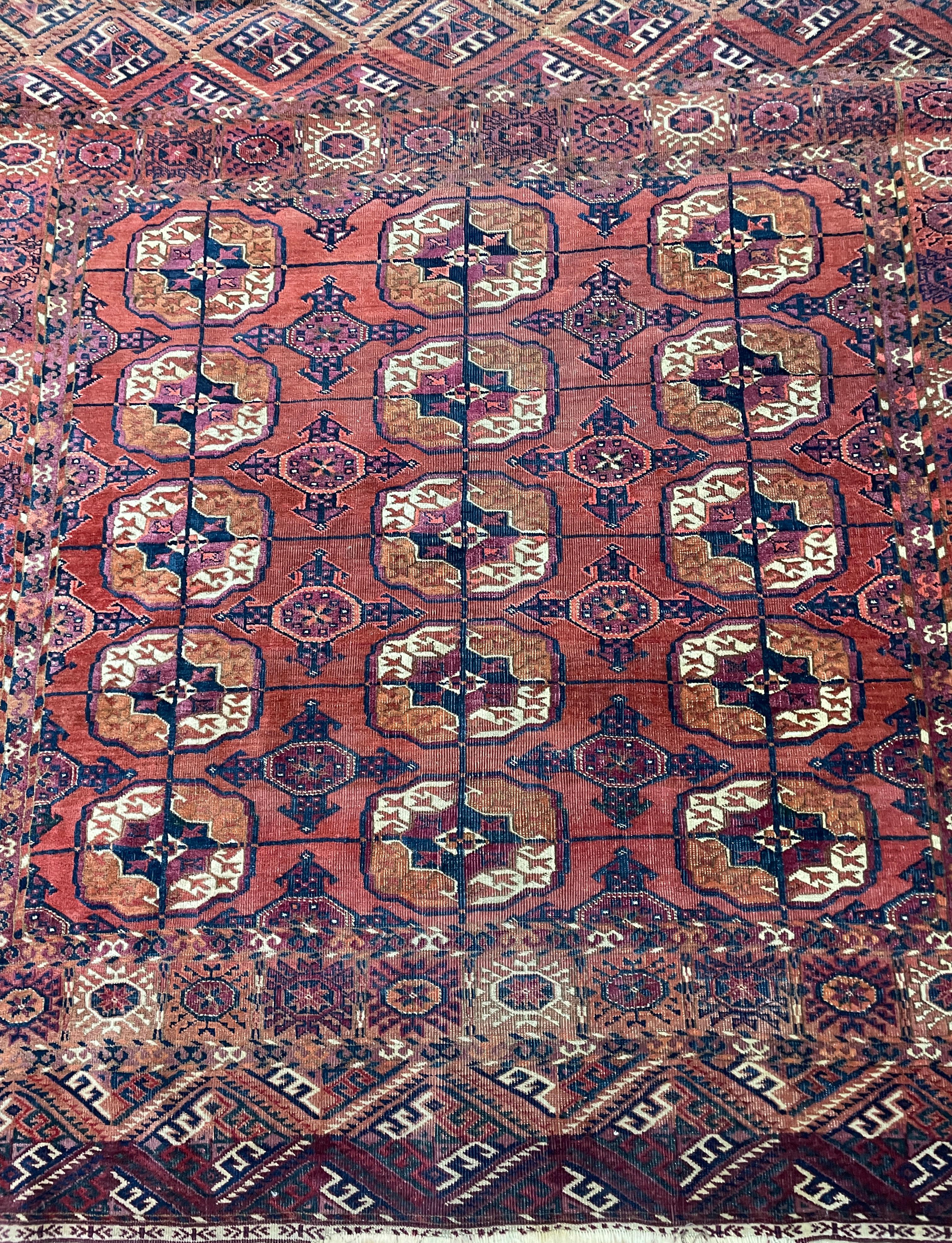 Antique Tekkeh Turkoman Engsi Hatchli 4 Seasons Rug, AS IS For Sale 2