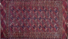 Antique Tekkeh Turkoman Engsi Hatchli 4 Seasons Rug, AS IS