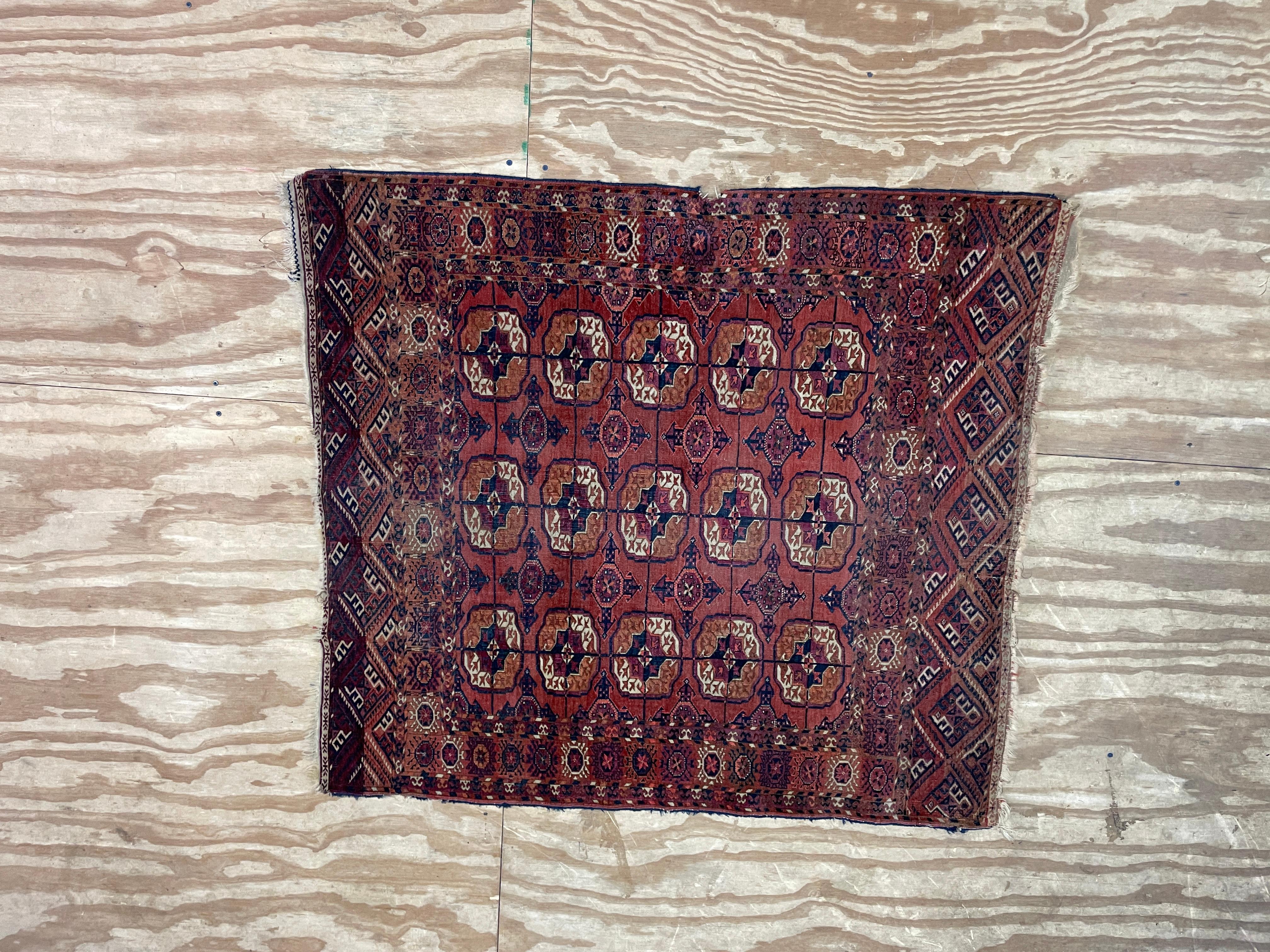 Tribal Antique Tekkeh Turkoman Engsi Hatchli 4 Seasons Rug, AS IS For Sale
