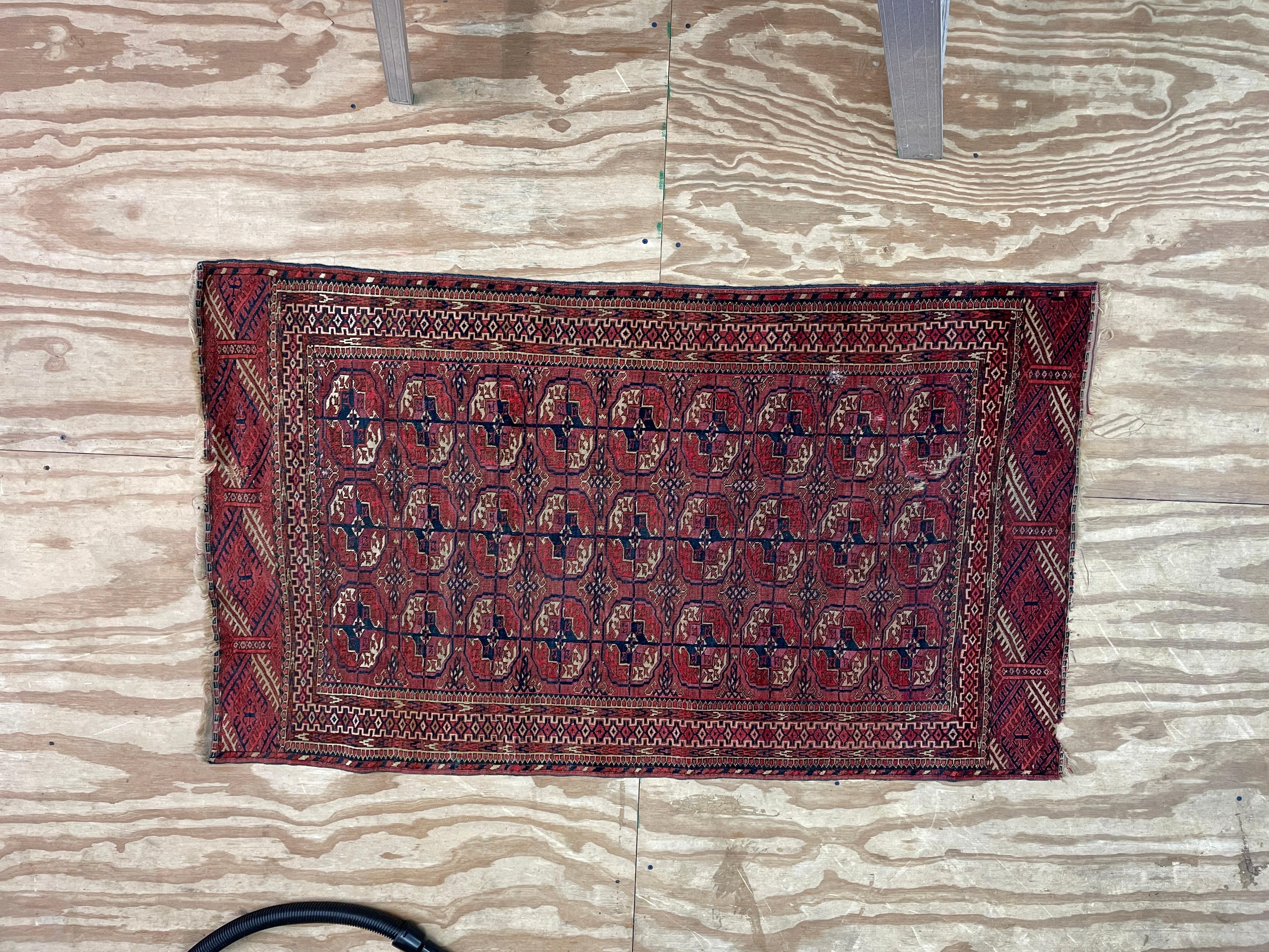 Tribal Antique Tekkeh Turkoman Engsi Hatchli 4 Seasons Rug, AS IS For Sale