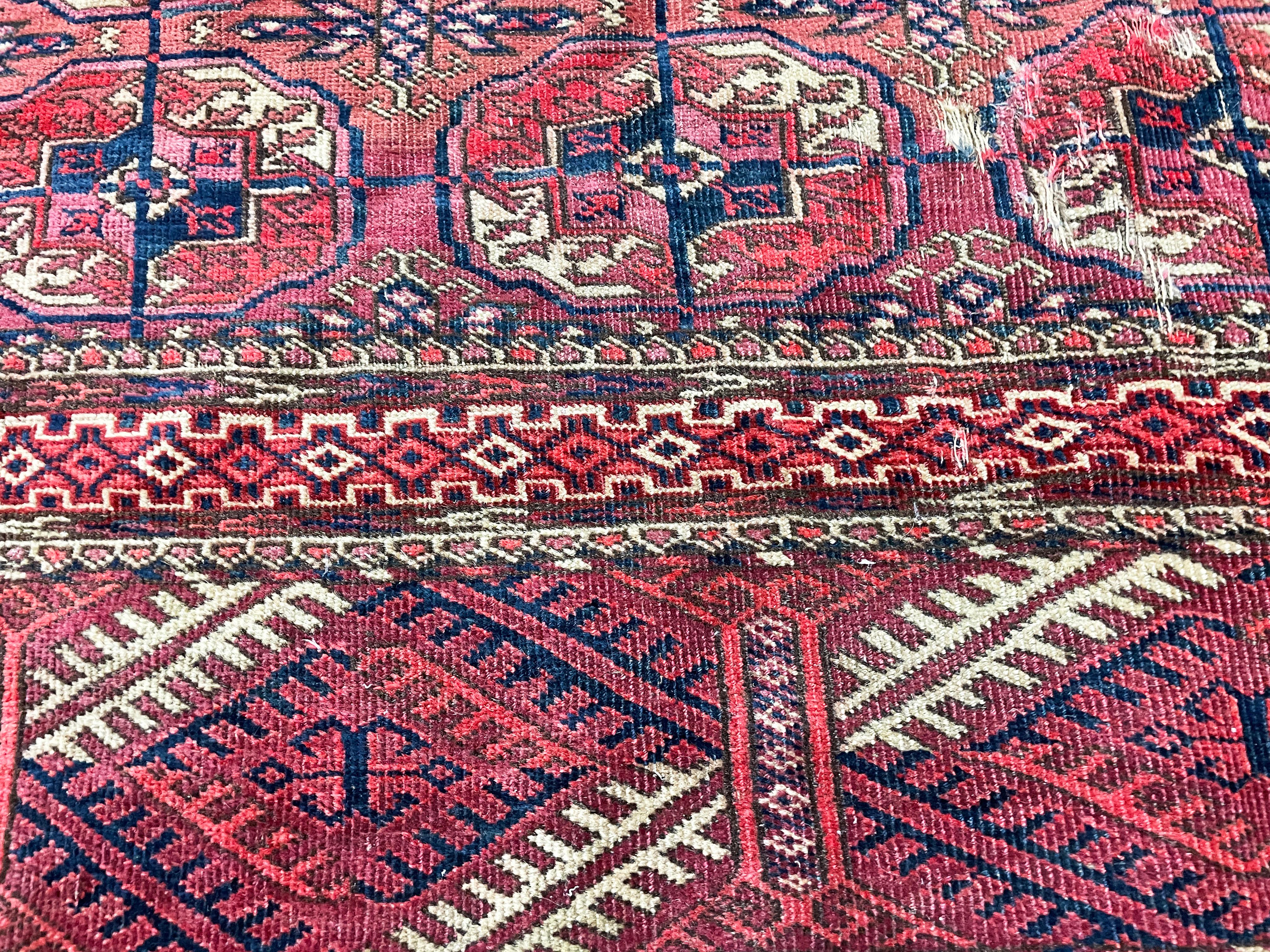 Antique Tekkeh Turkoman Engsi Hatchli 4 Seasons Rug, AS IS In Good Condition For Sale In Evanston, IL