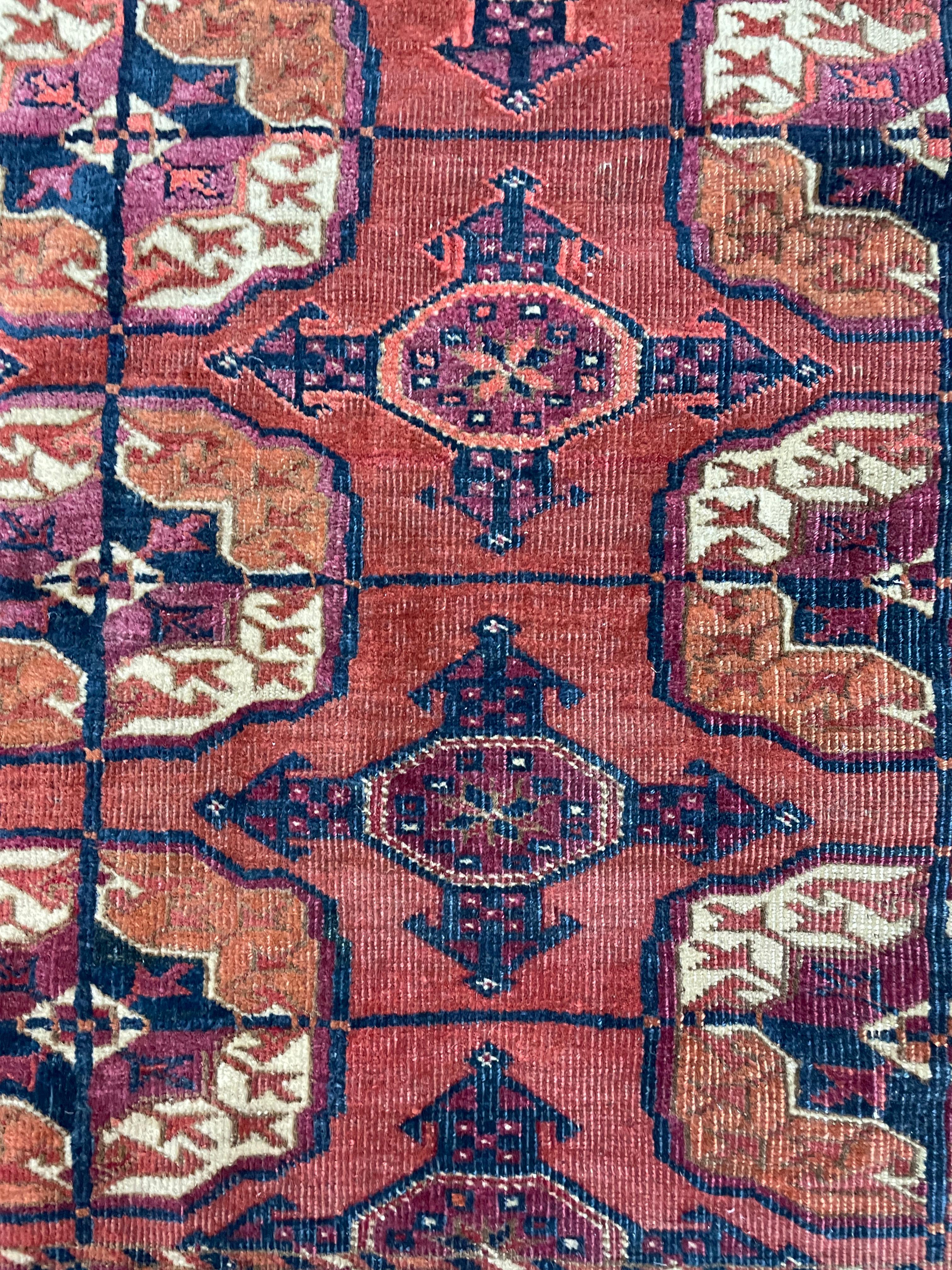 Wool Antique Tekkeh Turkoman Engsi Hatchli 4 Seasons Rug, AS IS For Sale
