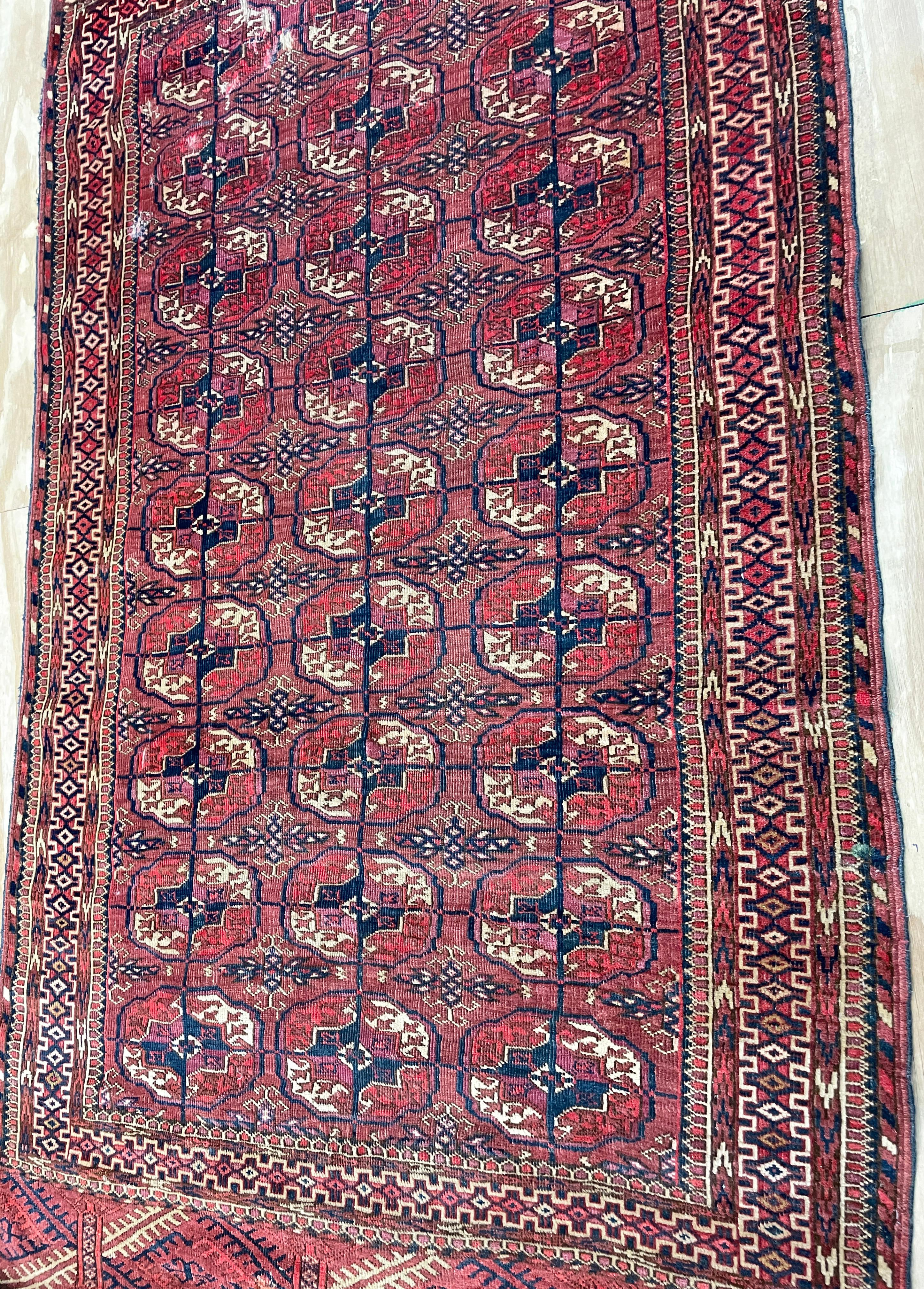 Antique Tekkeh Turkoman Engsi Hatchli 4 Seasons Rug, AS IS For Sale 1