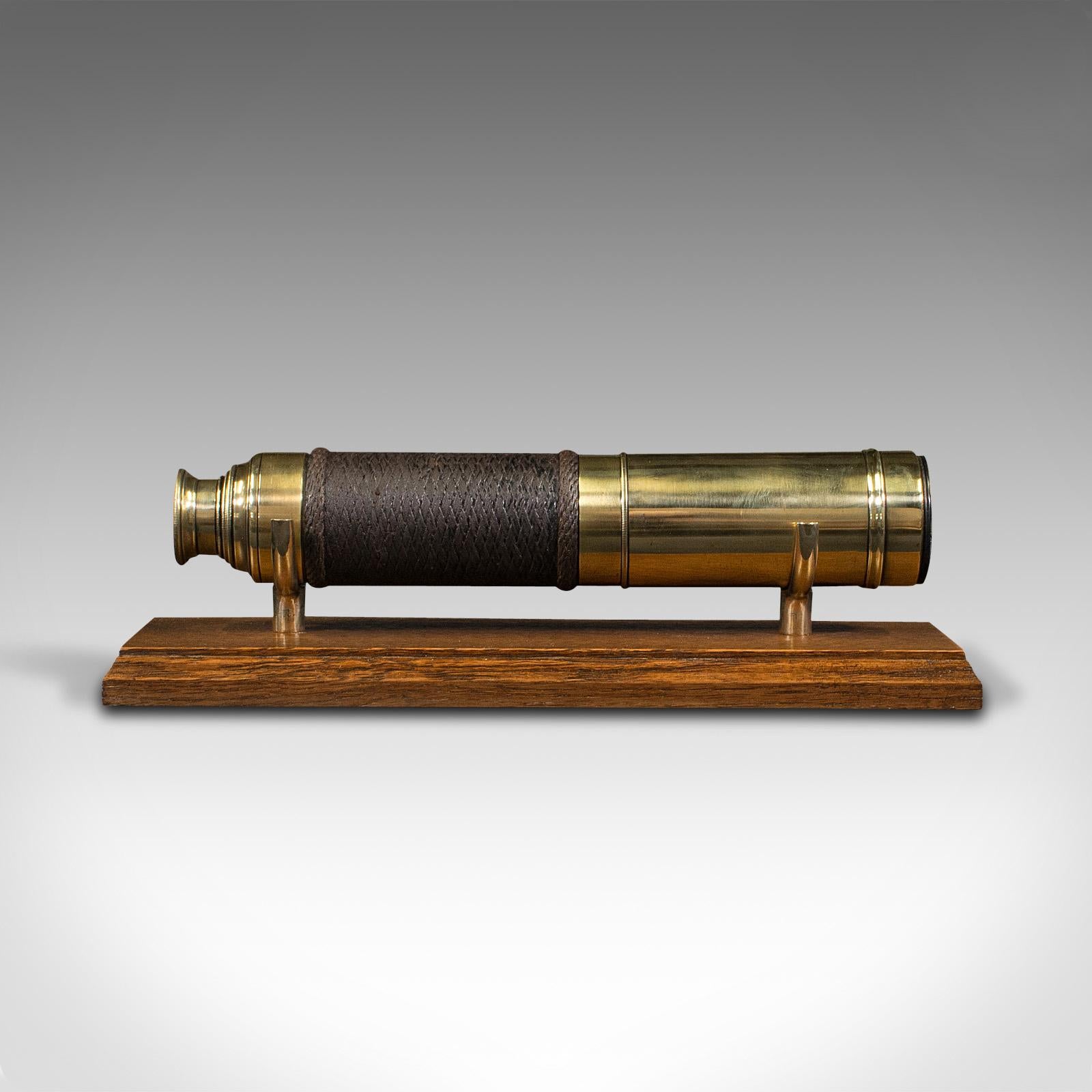 Antique Telescope, English, Brass, 3-Draw Terrestrial Refractor, Victorian, 1880 In Good Condition In Hele, Devon, GB