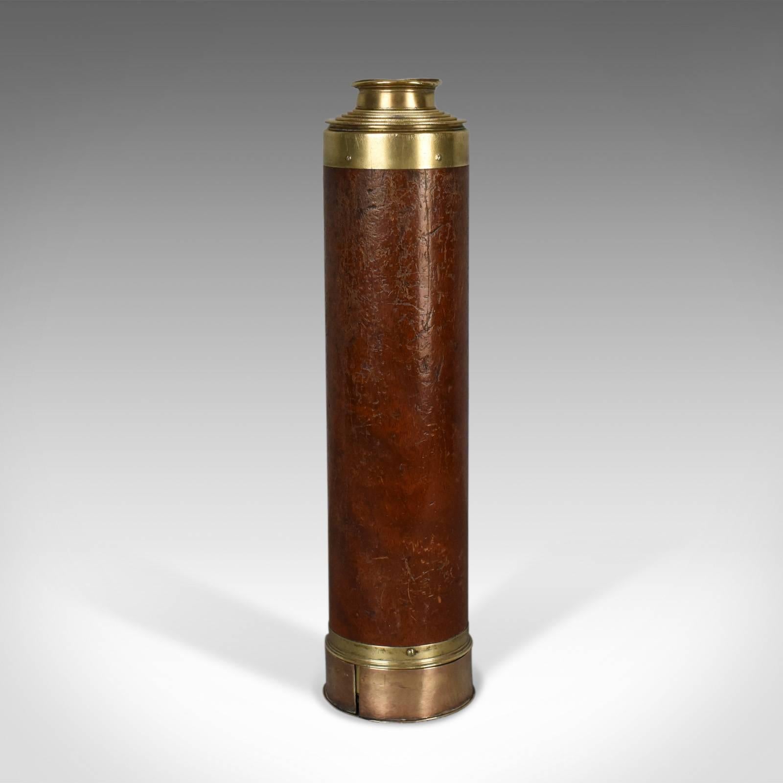 This is an antique telescope, a five draw refractor for terrestrial or astronomical use. An English Georgian piece dating to circa 1820.

Perfect for bird watching, landscape appreciation, wildlife, or maritime observation. Equally suitable for