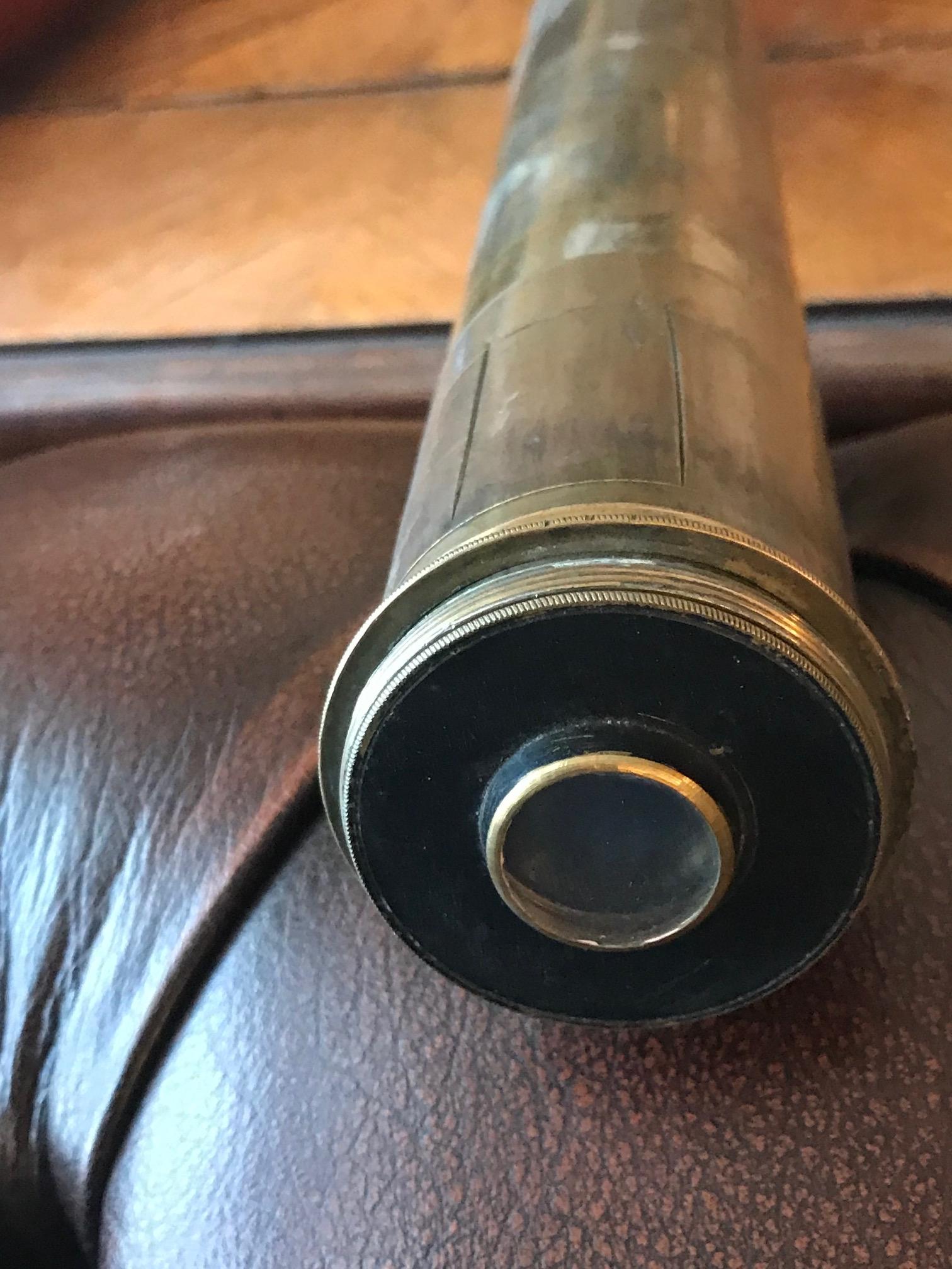 Antique Telescope Made of Brass and Wood, circa 1820 For Sale 8