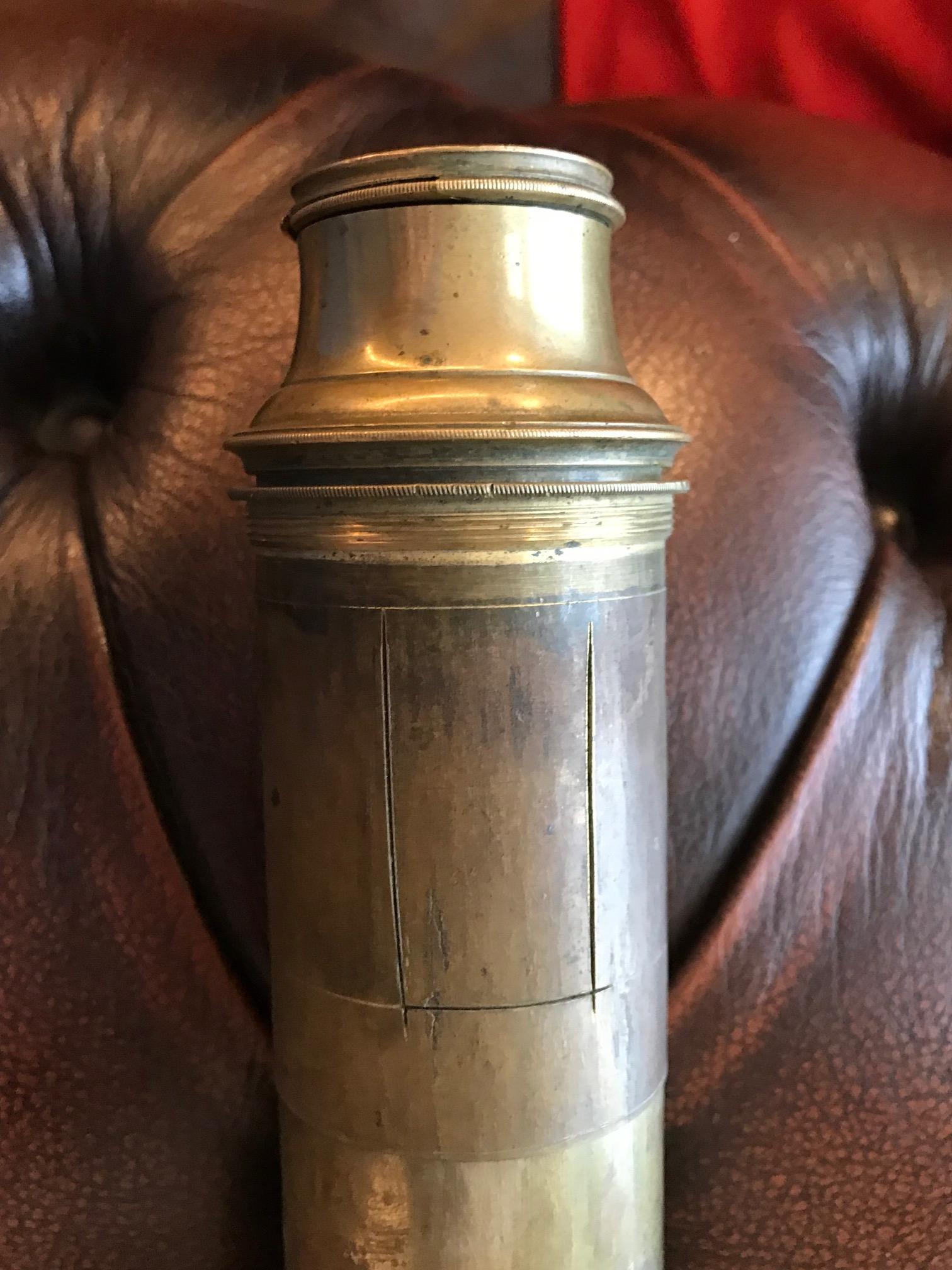 Antique Telescope Made of Brass and Wood, circa 1820 For Sale 10