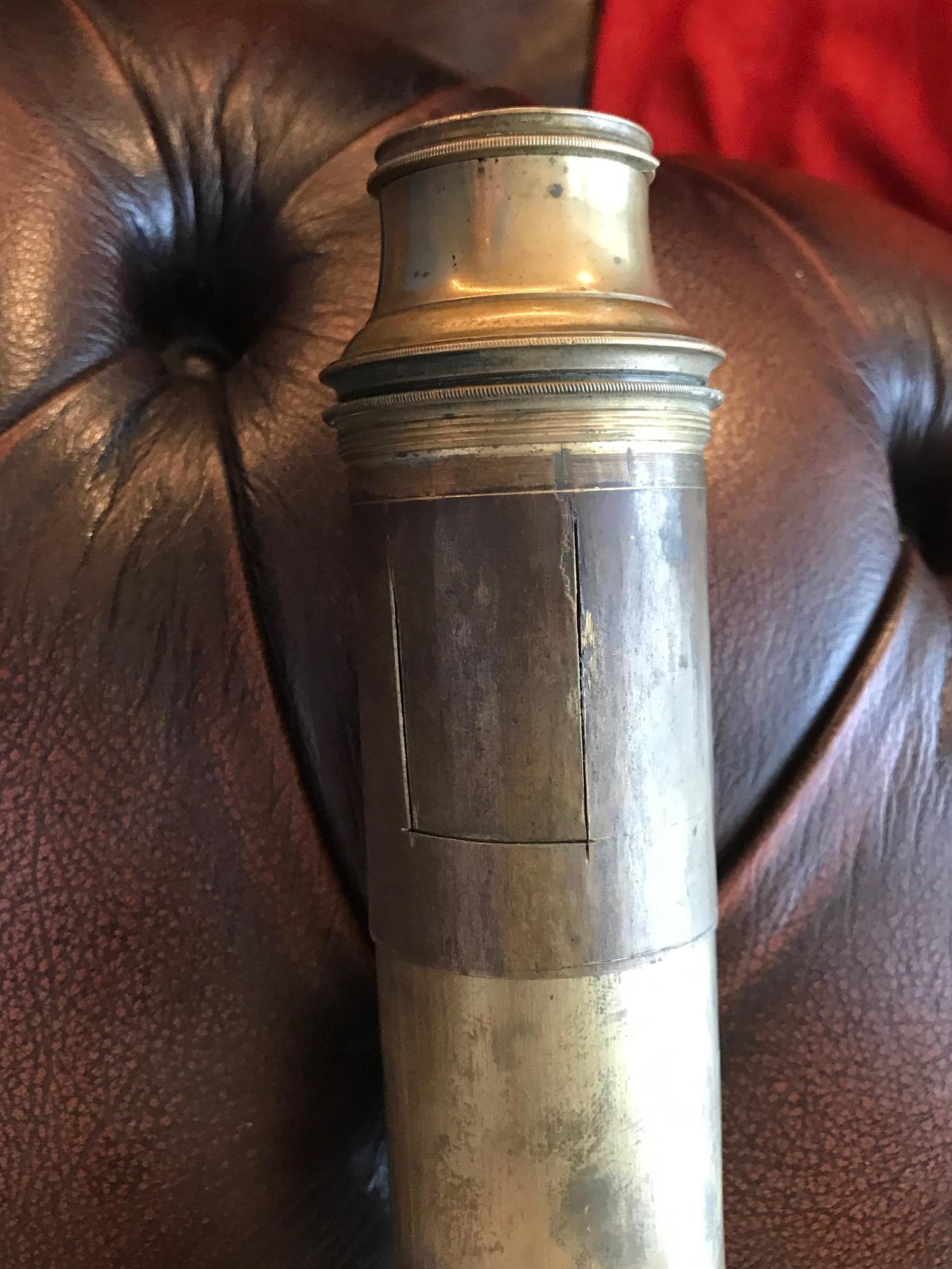 Antique Telescope Made of Brass and Wood, circa 1820 For Sale 11
