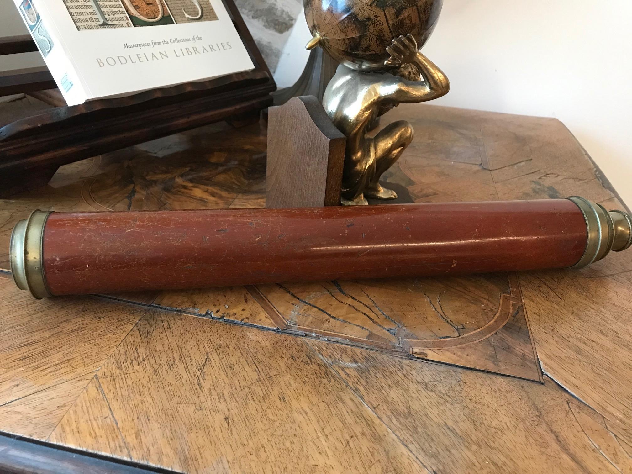 Antique Telescope Made of Brass and Wood, circa 1820 For Sale 3