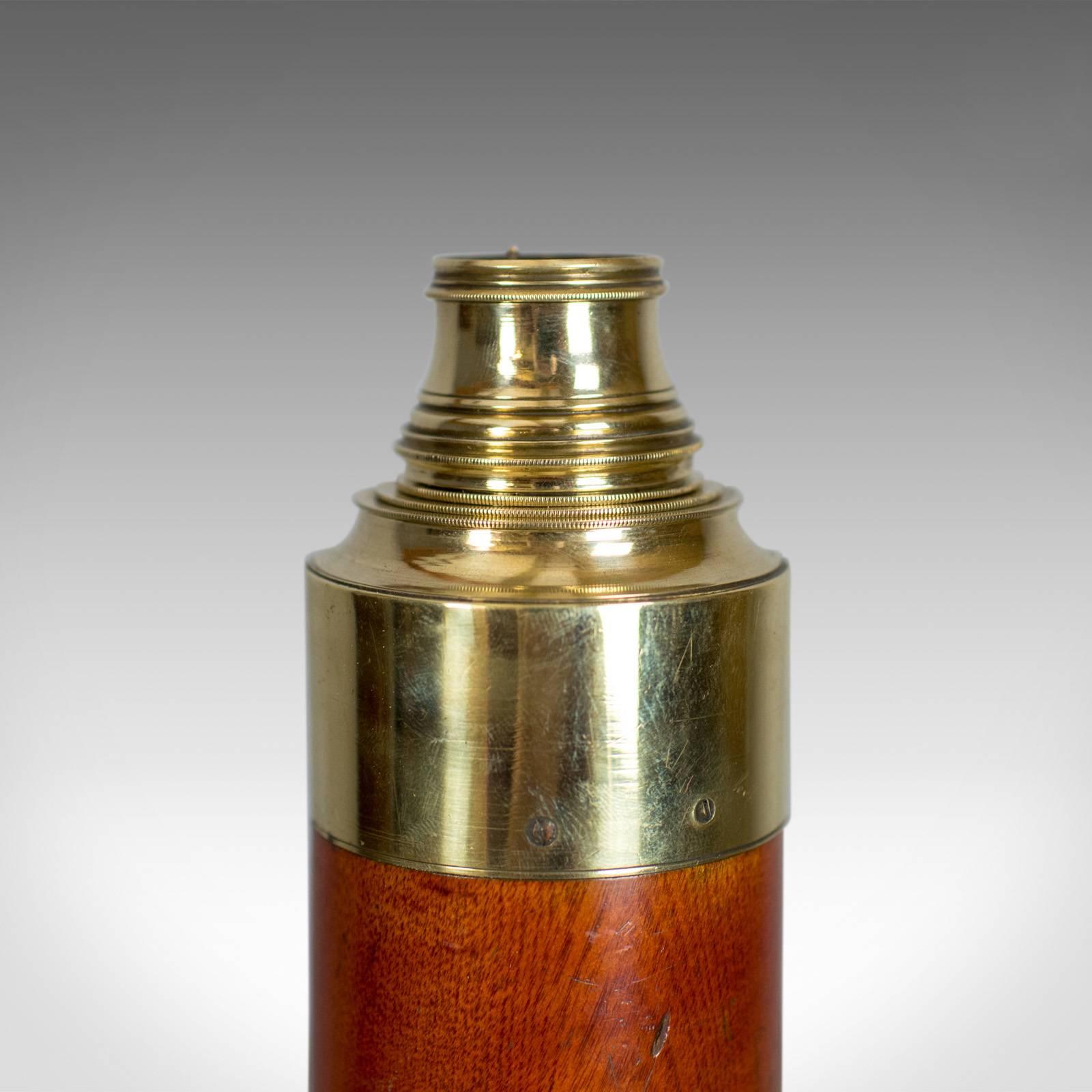 Antique, Telescope, Three-Draw, Mahogany, Brass, English, Georgian, circa 1780 3