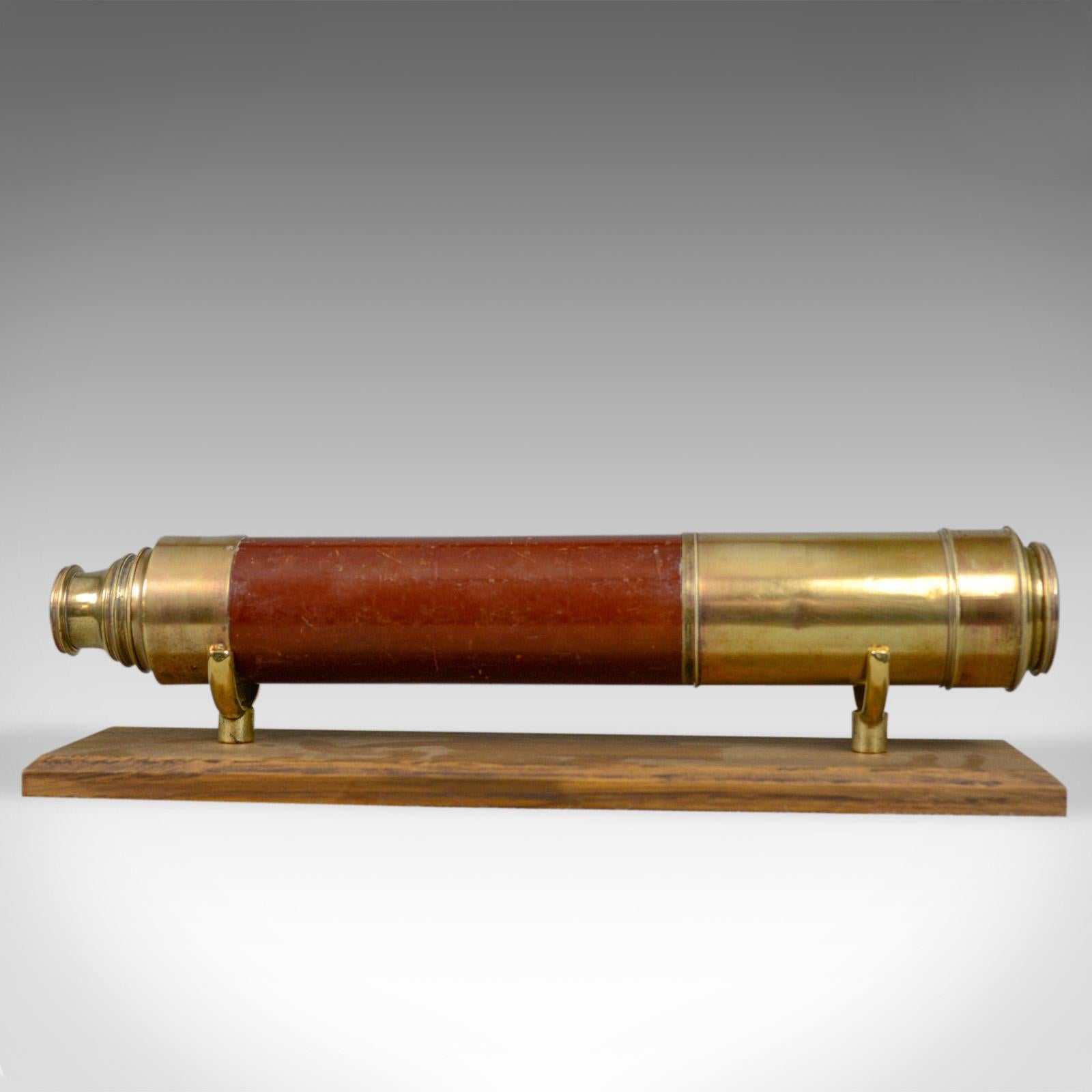 19th Century Antique, Telescope, Two Draw, Mahogany, Brass, J.P. Cutts, London