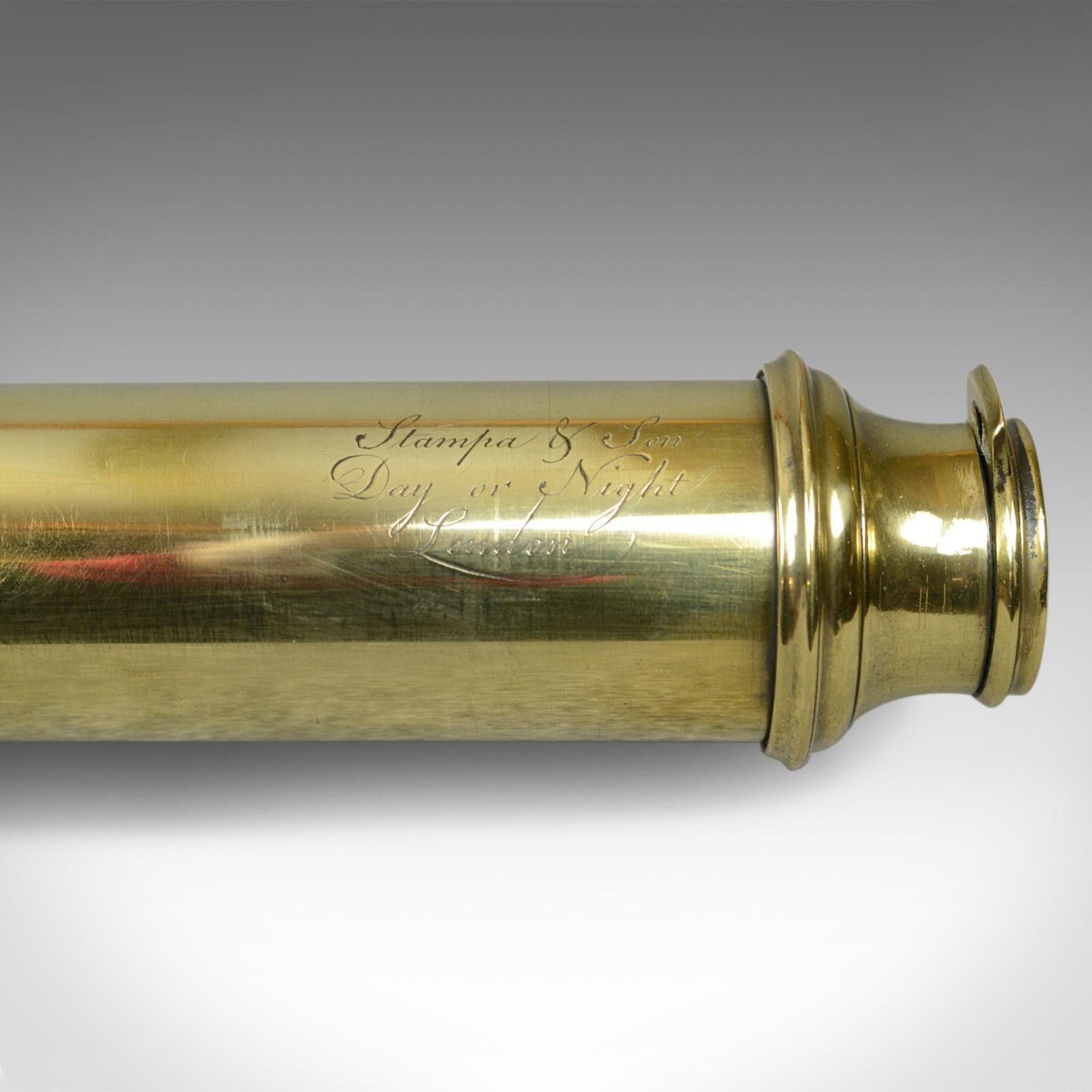 19th Century Antique Telescope, Two Draw, Refractor, Stampa and Son, London, circa 1810