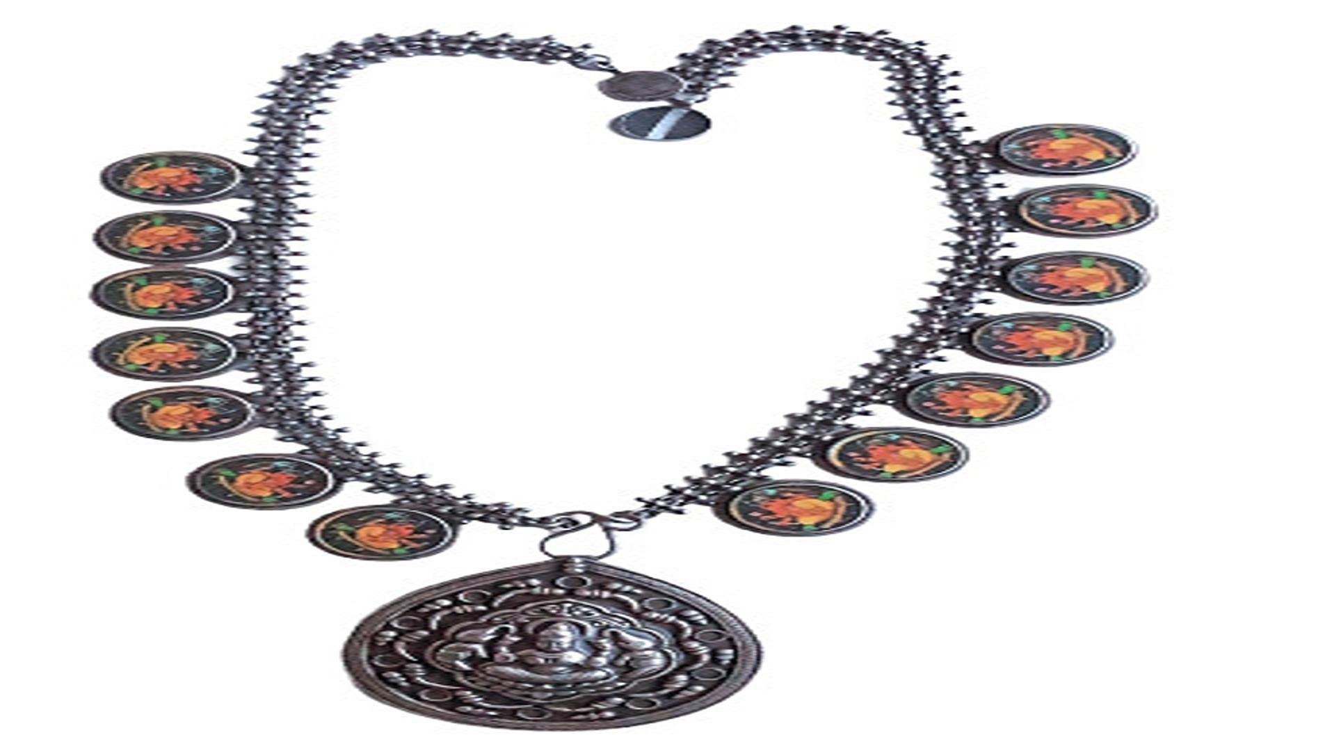 Women's or Men's Antique temple & oxidised jewelry , also called as Ganesh Coin silver Jewelry For Sale