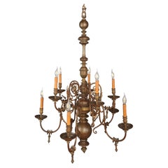 Used ten-arm bronze castle chandelier