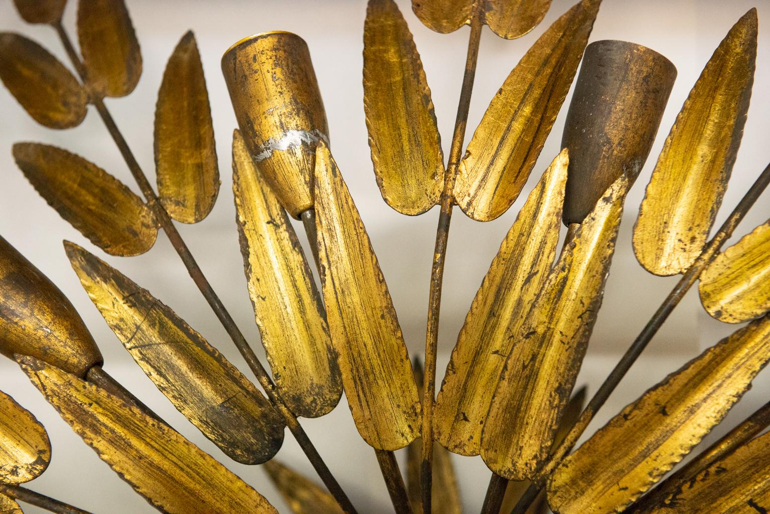 Antique Ten Golden Iron Leaves Chandelier or Ceiling 1