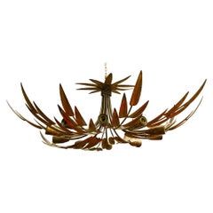 Antique Ten Golden Iron Leaves Chandelier or Ceiling