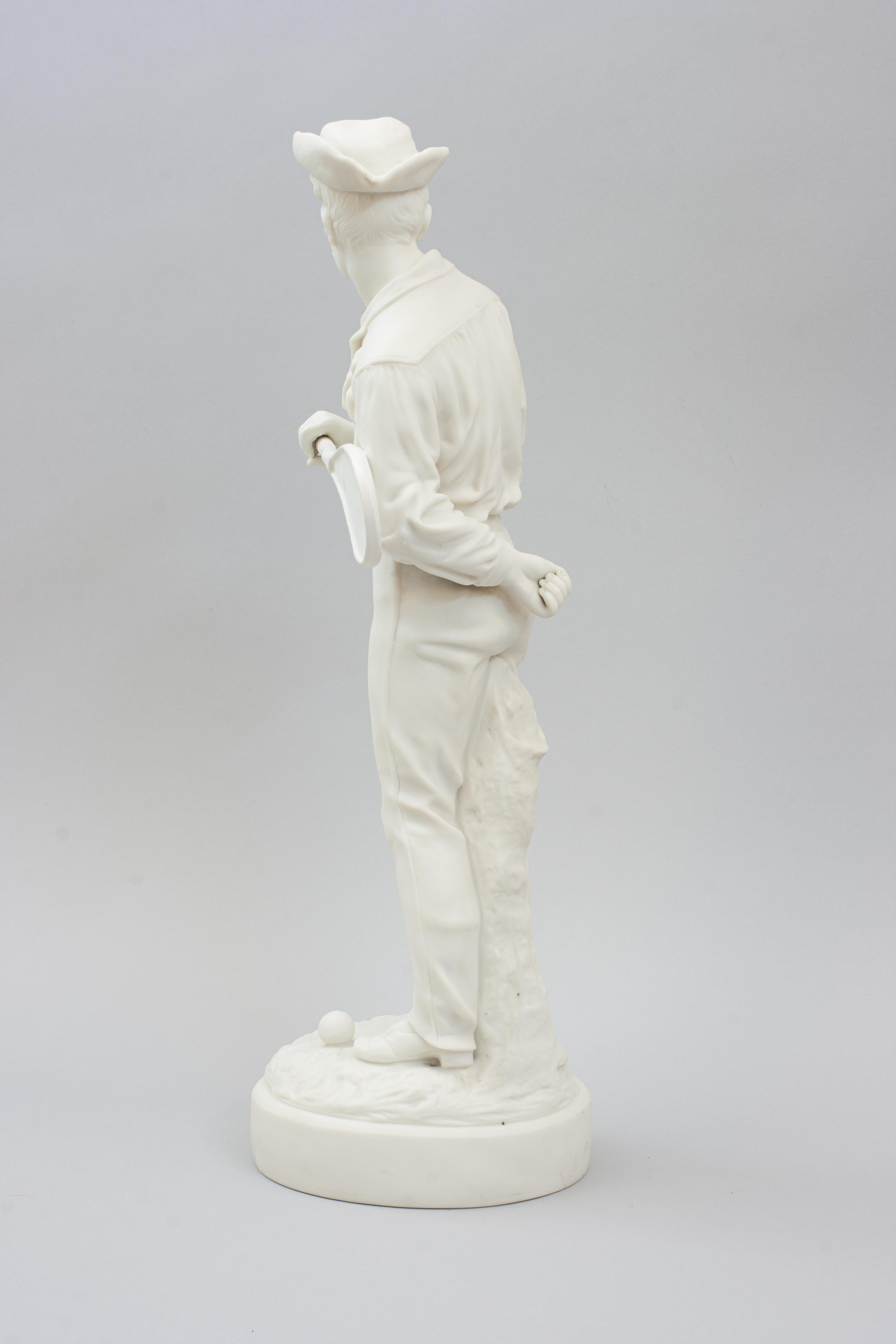 Sporting Art Antique Tennis Figure, James Ernest Renshaw, Parian Ware. For Sale